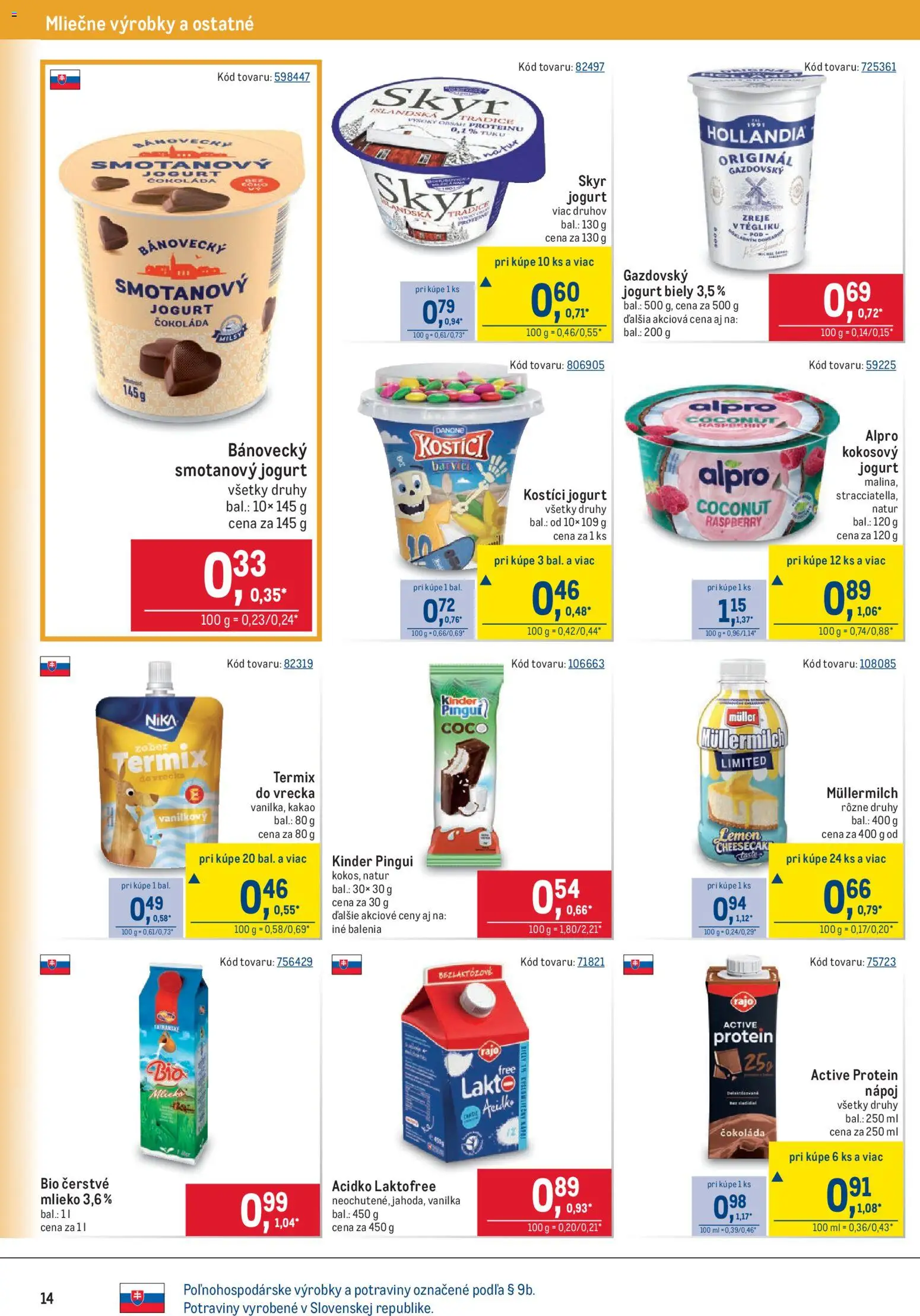 Nové Metro akcie – leták je platný od 23.09.2026 | Strana: 14 | Produkty: Protein, Kinder, Čokoláda, Acidko