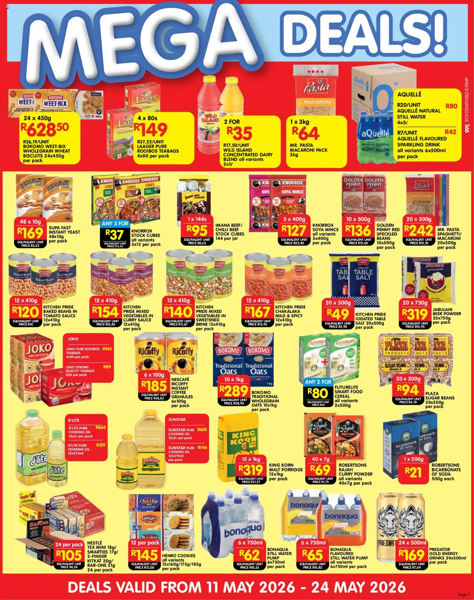 New Shoprite catalogue – valid from 11.05.2026 | Page: 3 | Products: Oats, Coffee, Beer, Curry powder