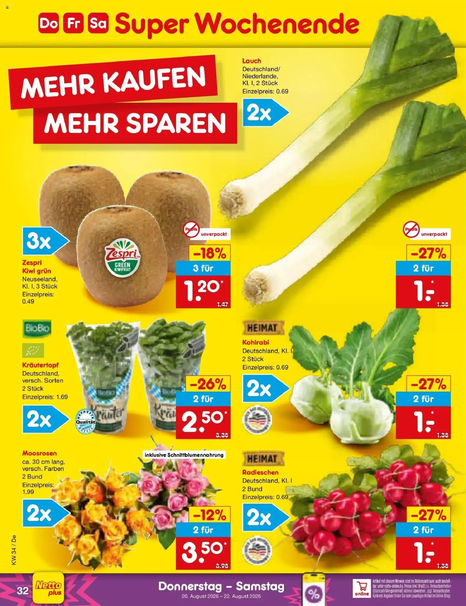Netto Marken-Discount Prospekt Thierhaupten – gültig ab 17.08.2026 | Seite: 50 | Produkte: Kohlrabi, Kiwi, Lauch