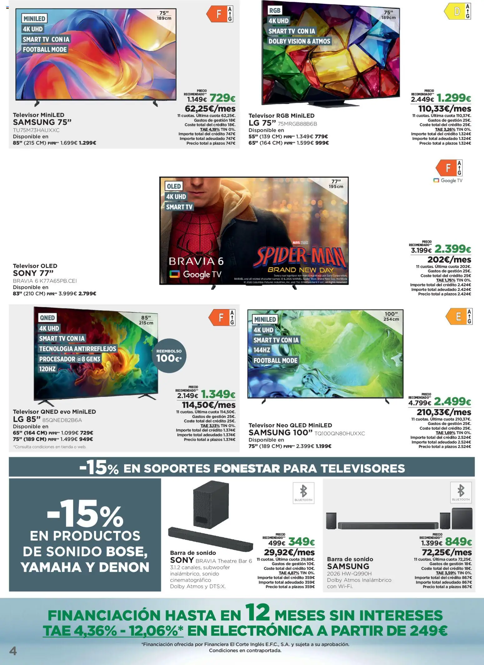 El Corte Inglés Los Tecnoprecios │ válido desde el 26/10/2026 | Página: 4 | Productos: Barra de sonido, Televisor