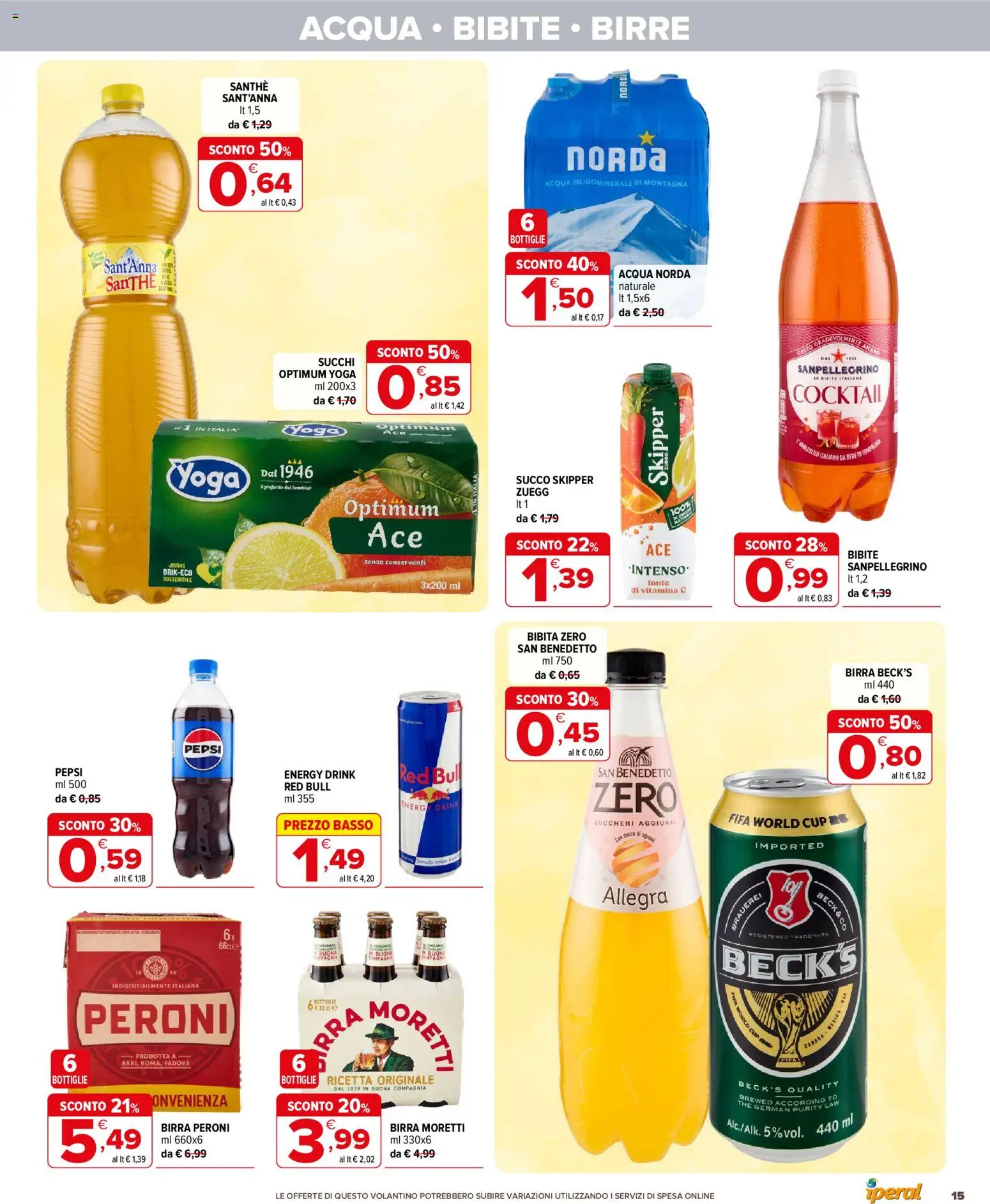 Volantino Iperal del 29/07/2026 | Pagina: 15 | Prodotti: Succo, Acqua, The, Bibita