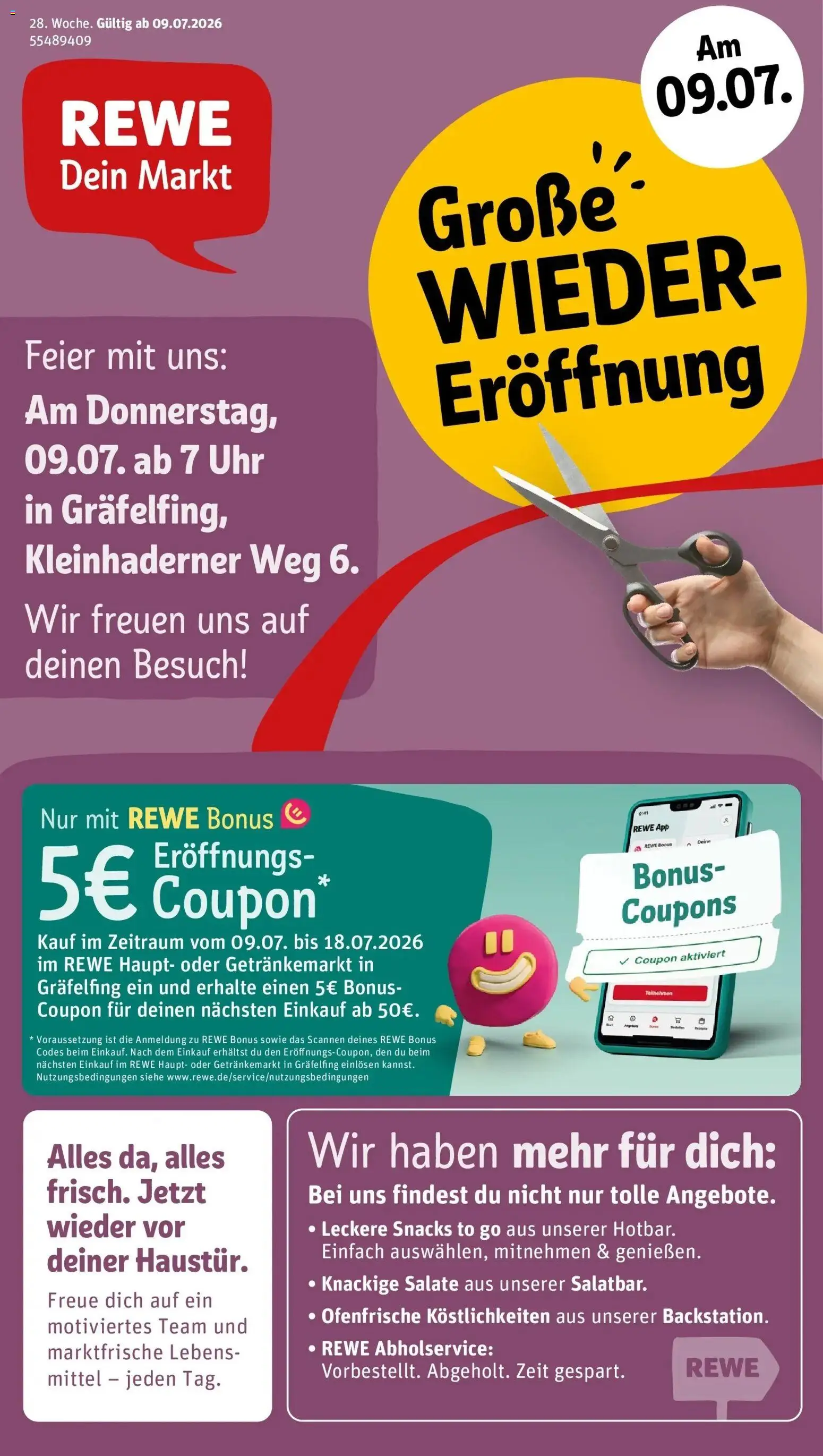 Rewe Prospekt Gräfelfing – gültig ab 06.07.2026 | Seite: 1 | Produkte: Ofenfrische, Uhr