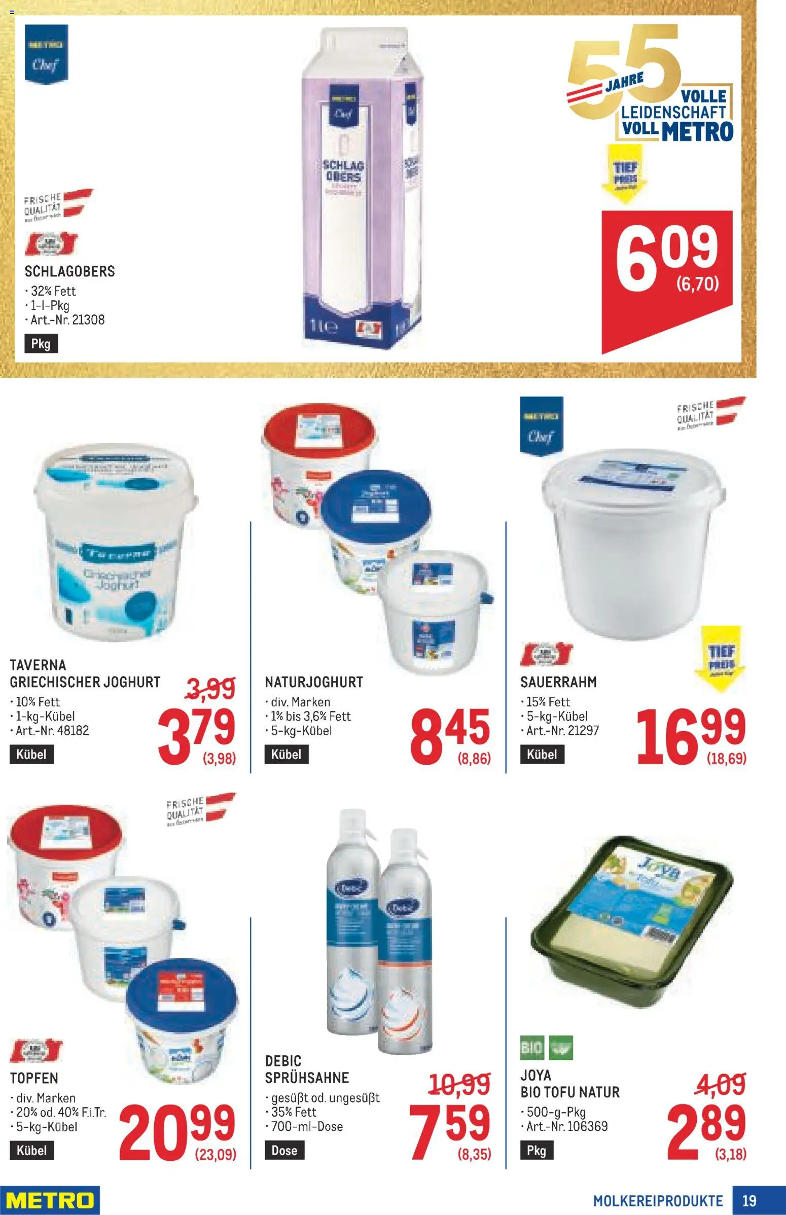 Metro angebote Profi gültig ab 20.08.2026 | Seite: 19 | Produkte: Tofu, Joghurt, Sauerrahm