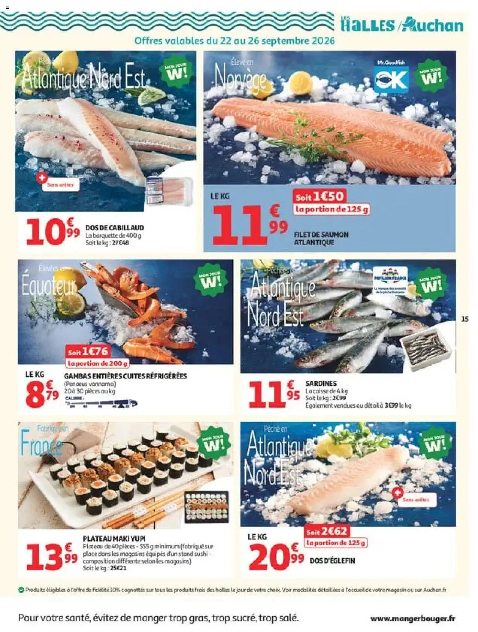 {H1} | Page: 15 | Produits: Plateau, Sardines, Dos d'églefin, Saumon