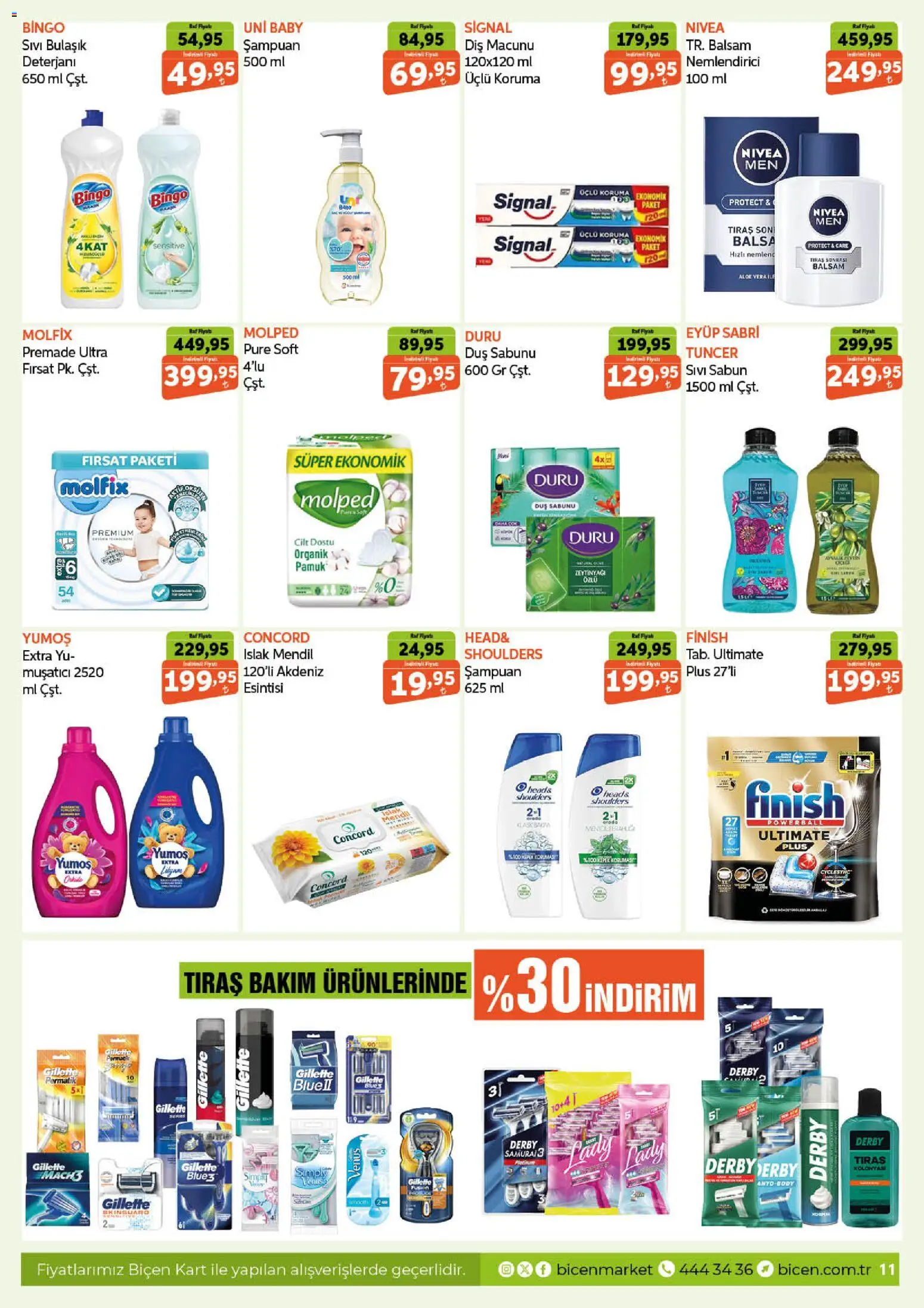 Biçen Market Katalog - 10.06.2026 tarihinden itibaren geçerlidir | Sayfa: 11 | Ürünler: Mendil, Şampuan, Sabun, Diş macunu