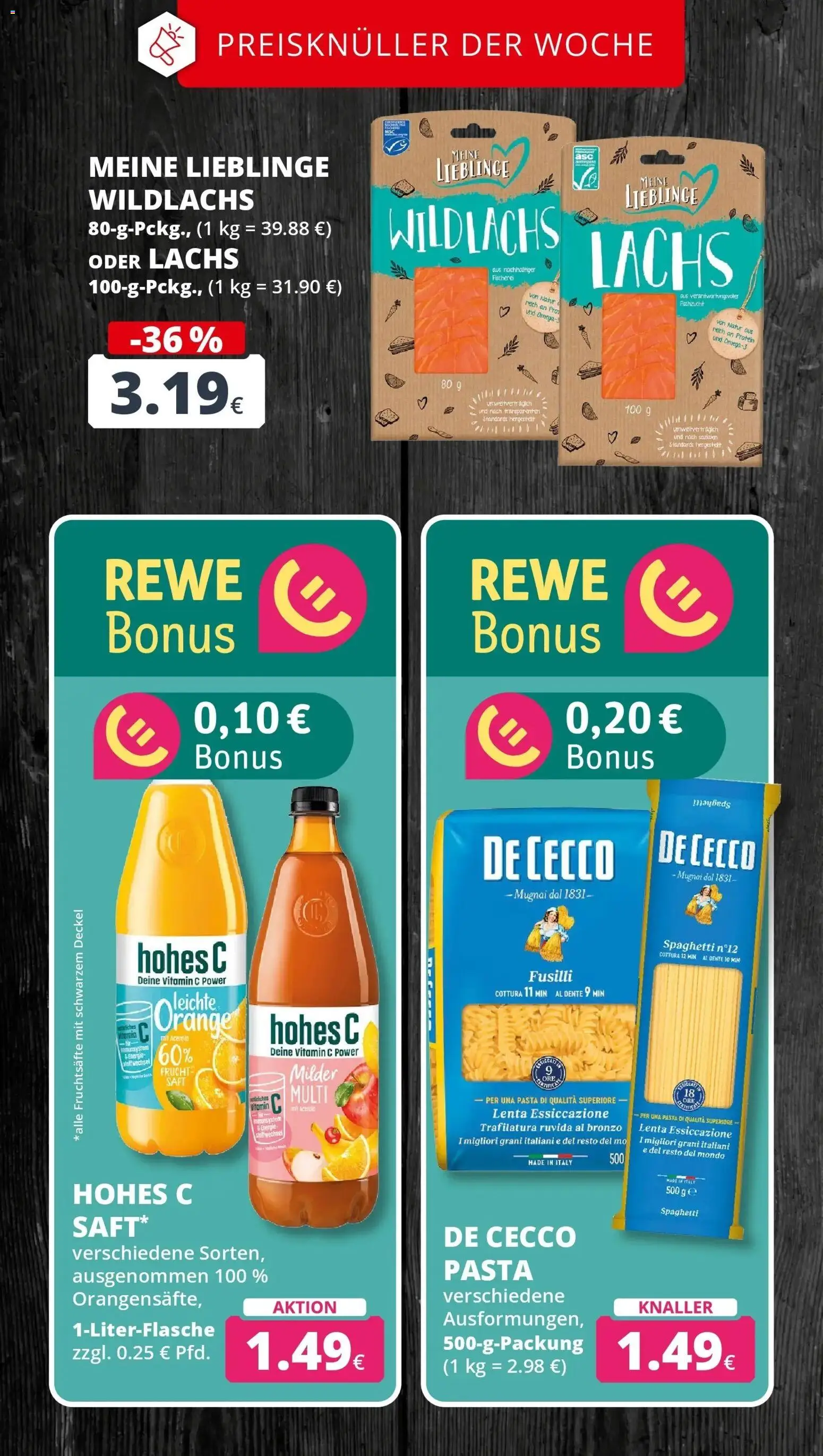 Rewe Prospekt Bergheim – gültig ab 17.05.2026 | Seite: 3 | Produkte: Lachs, Pasta, Hohes c, Saft