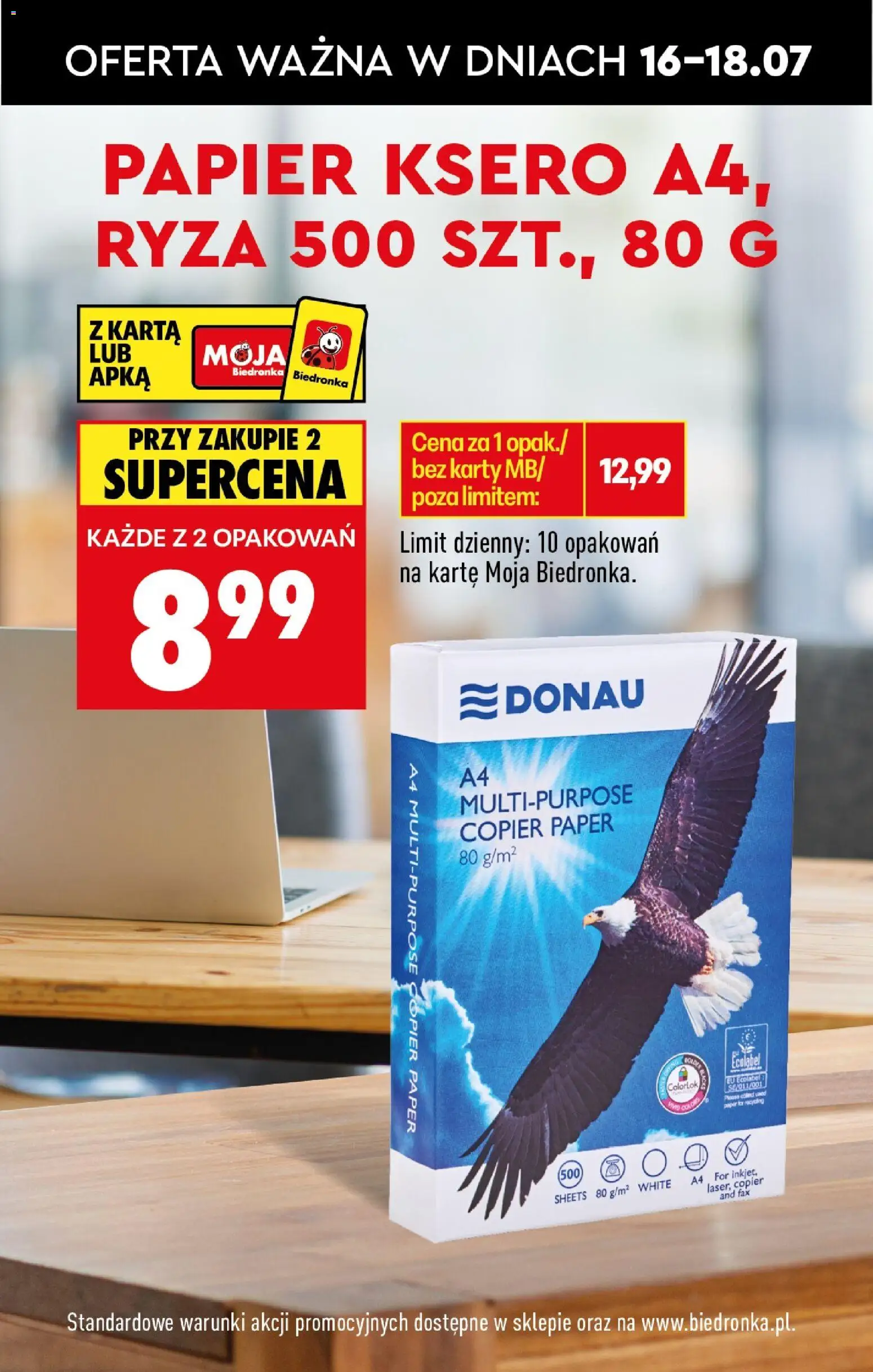 Biedronka gazetka od czwartku od 16.07.2026 | Strona: 19 | Produkty: Karta, Papier ksero