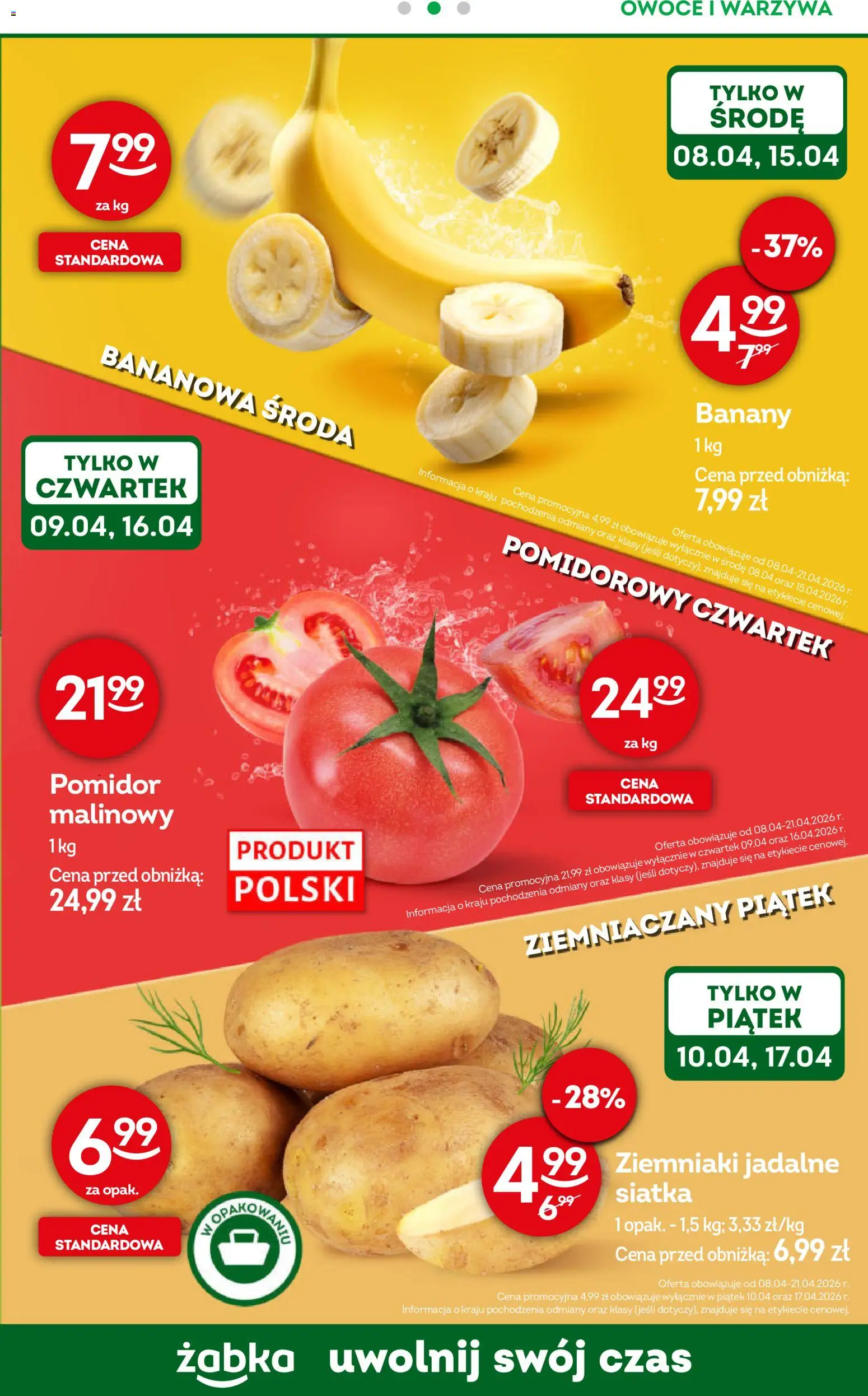 Żabka gazetka - Codzienne produkty od 08.04.2026 | Strona: 5 | Produkty: Siatka, Ziemniaki, Warzywa, Owoce