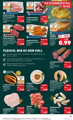 K-WERTschätze Bockwurst, mit Rindfleisch, im Naturdarm ab 15.06.2026 gültig | Seite: 32 | Produkte: Bockwurst, Weißwurst, Paprika, Steak