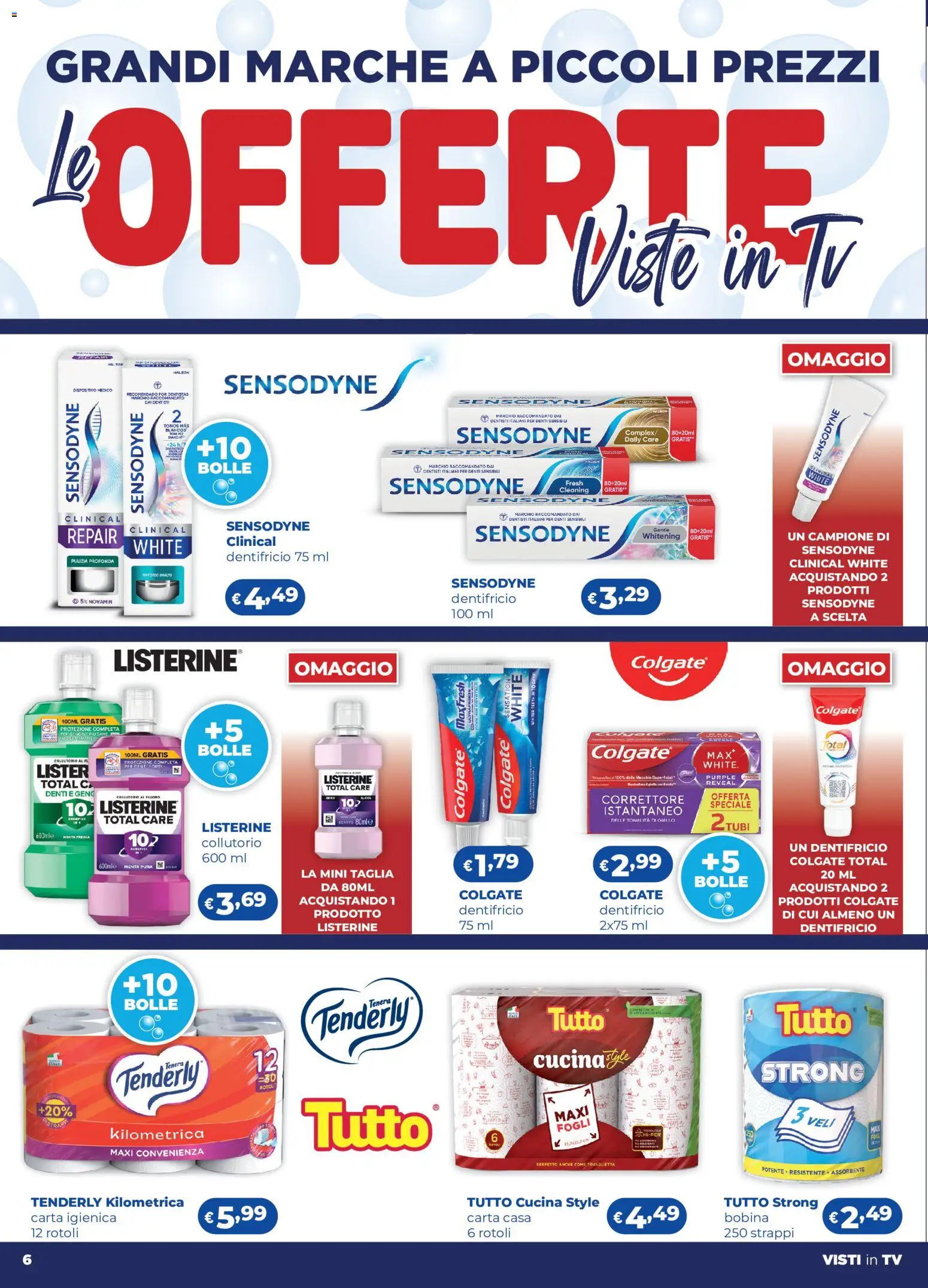 Volantino Acqua e Sapone del 21.05.2026 | Pagina: 6 | Prodotti: Carta igienica, Collutorio, TV, Menta