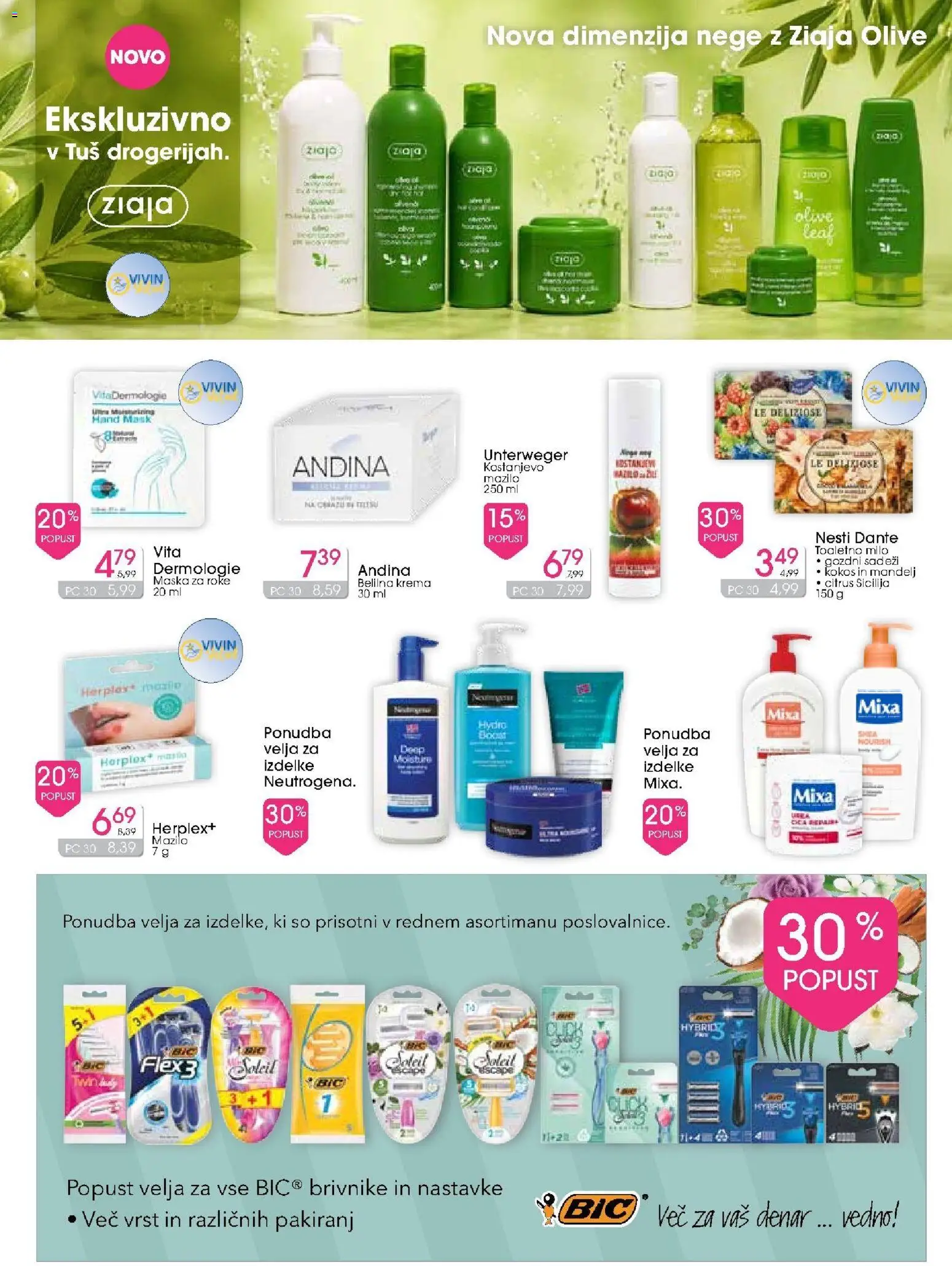 Novi Tuš drogerija katalog ponudbe – veljaven od 15.07.2026 | Stran: 7 | Izdelki: Gozdni sadeži, Olive, Krema, Milo