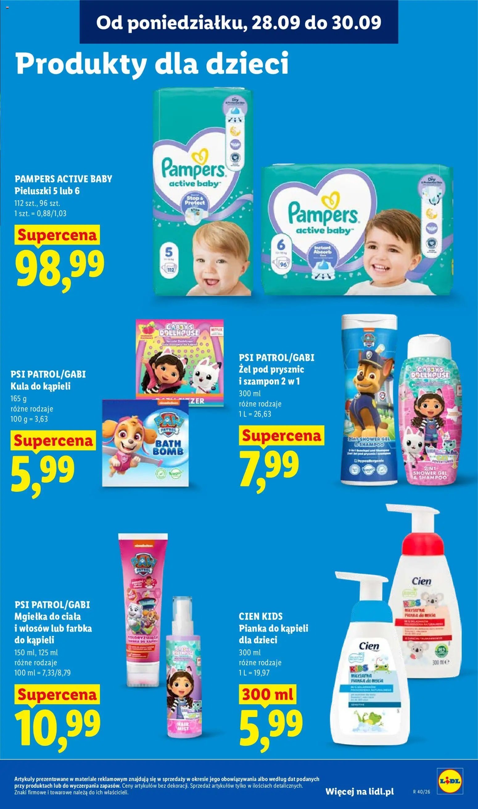 Lidl Polsko leták od 28.09.2026 | Strana: 89 | Produkty: Cien, Pampers, Gabby's Dollhouse