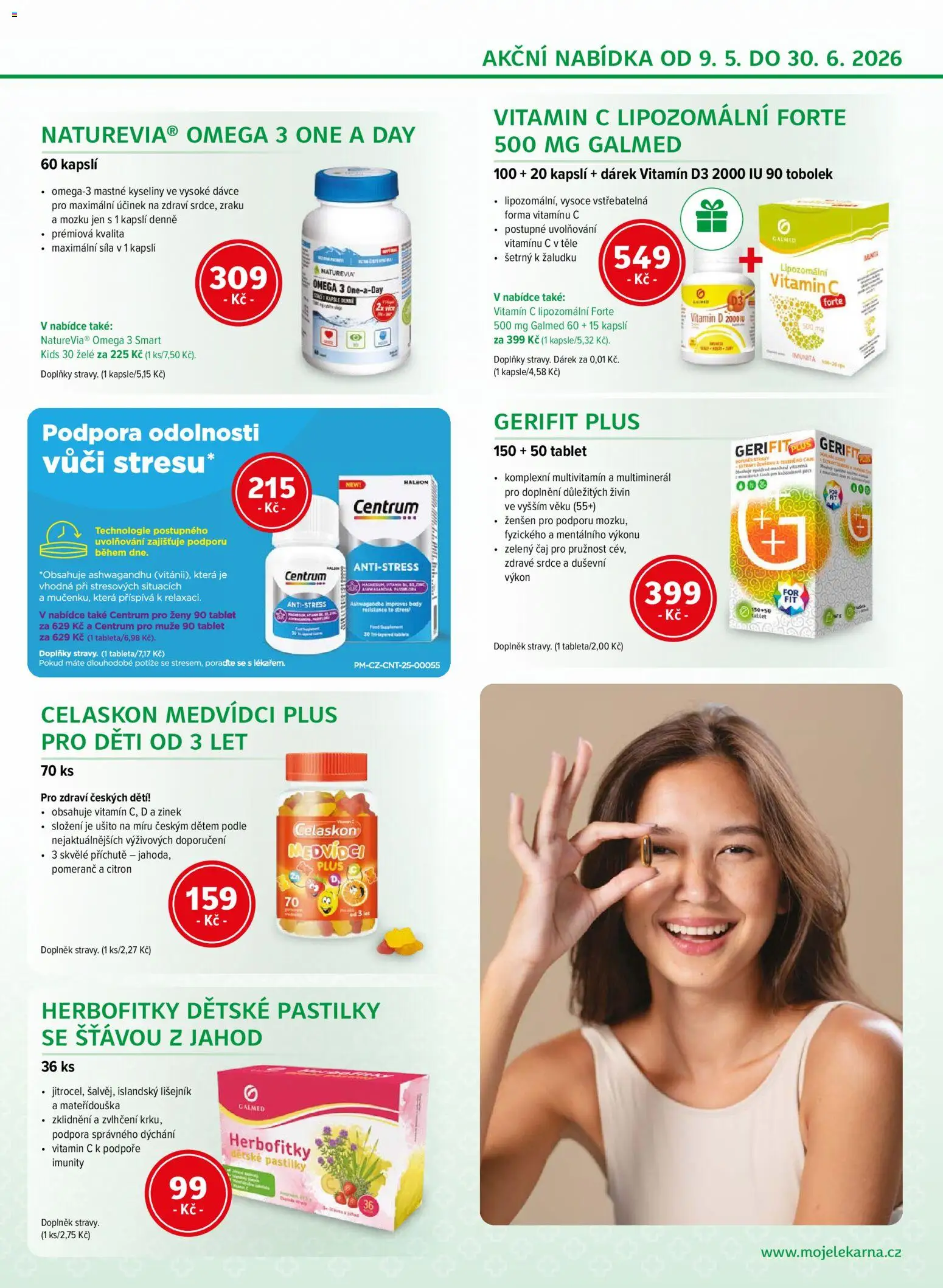 Moje lékárna leták od 09.05.2026 | Strana: 7 | Produkty: Vitamin c, Zelený čaj, Tablet, Omega