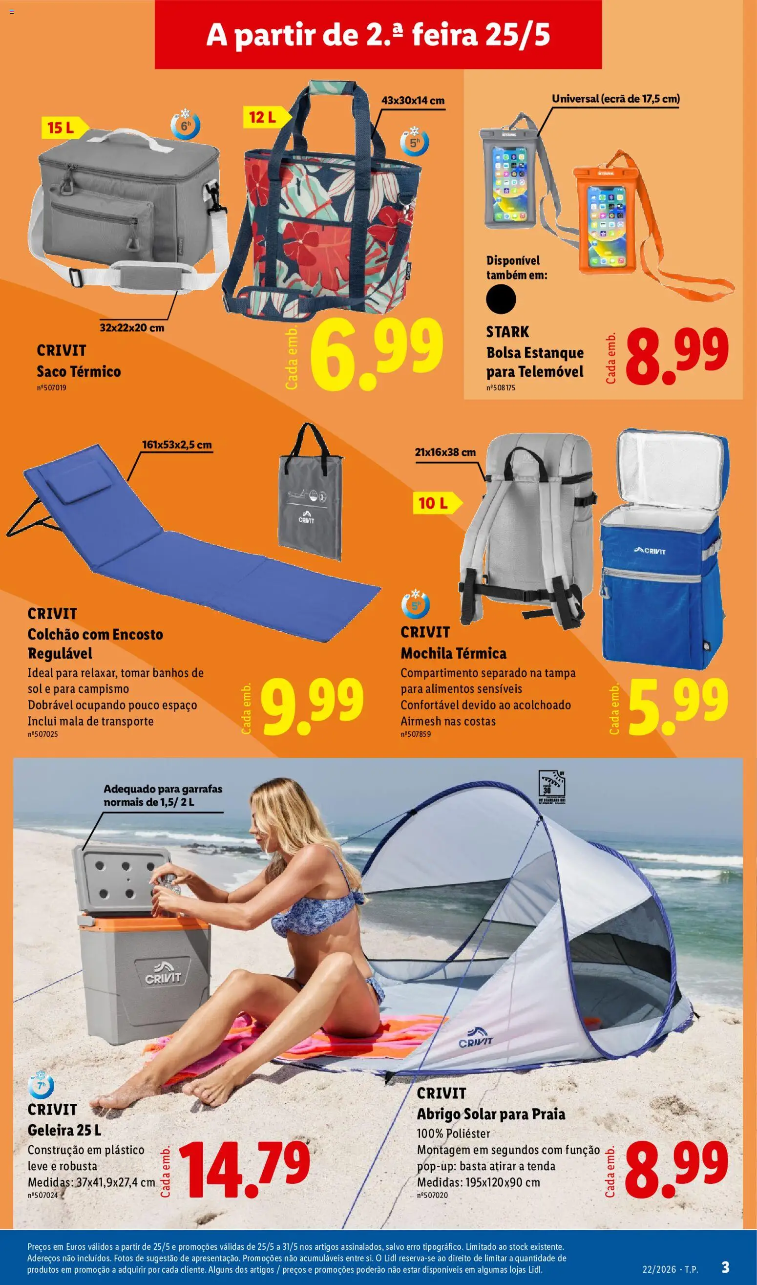 Lidl Novidades │ válido de 25.05.2026 | Página: 3 | Produtos: Mochila, Bolsa, Tenda, Colchão