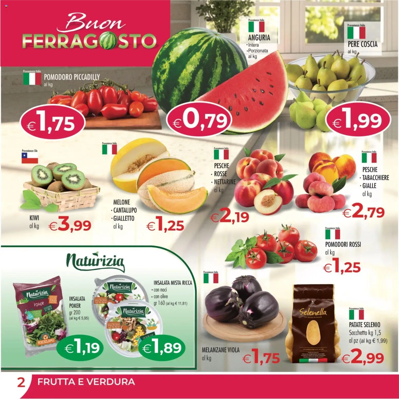 Volantino MerSi Supermercati del 12/08/2026 | Pagina: 2 | Prodotti: Frutta, Pomodoro, Noci, Nettarine