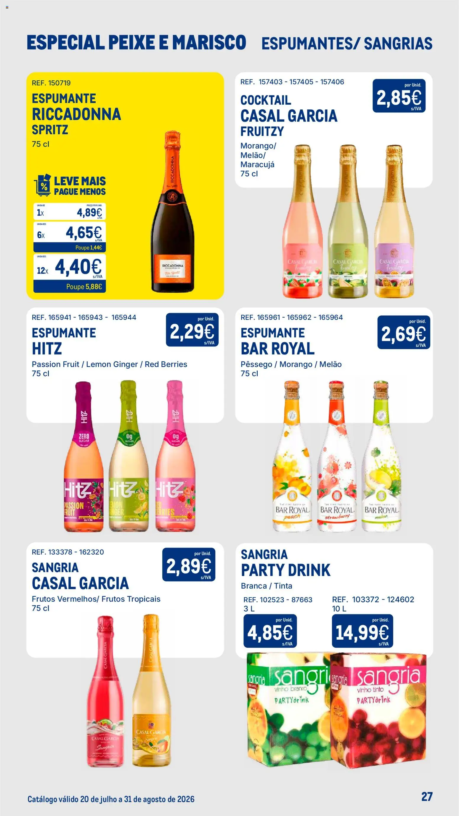 Makro Especial Peixe e Marisco │ válido de 20/07/2026 | Página: 27 | Produtos: Espumante, Tinta, Vinho, Peixe