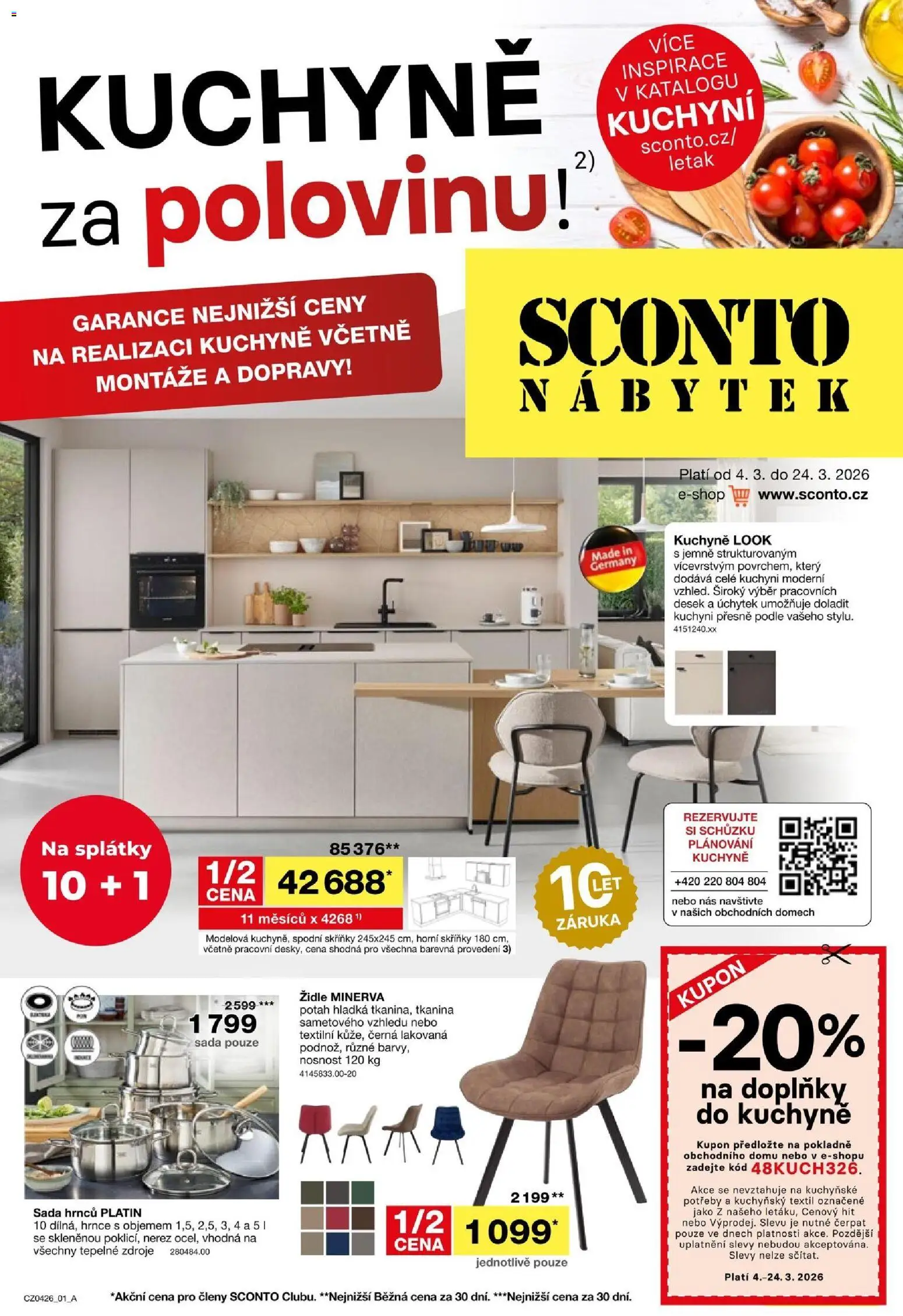 Sconto nábytek leták od 04.03.2026 | Strana: 1 | Produkty: Sada hrnců, Hrnce, Nábytek, Židle