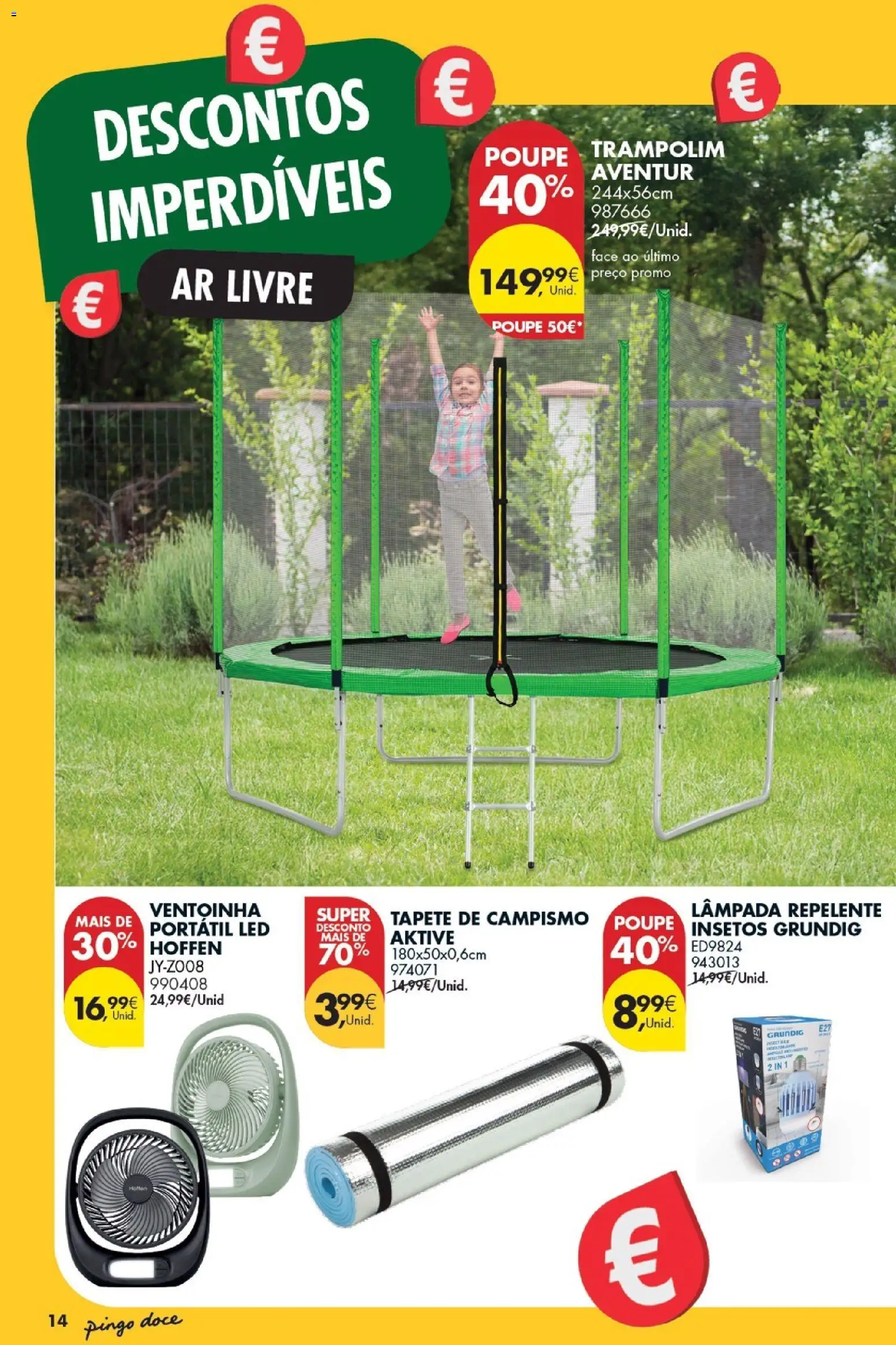 Pingo Doce Bazar Grandes Oportunidades │ válido de 21/07/2026 | Página: 14 | Produtos: Trampolim, Repelente, Tapete