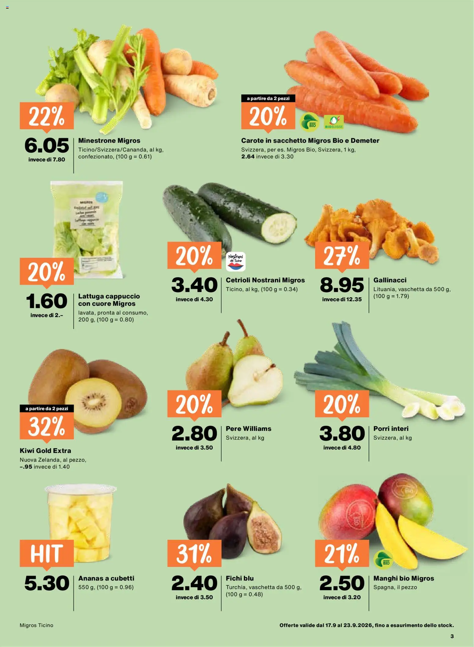 Migros aktionen IT – gültig ab 17.09.2026 | Seite: 3 | Produkte: Ananas, Kiwi