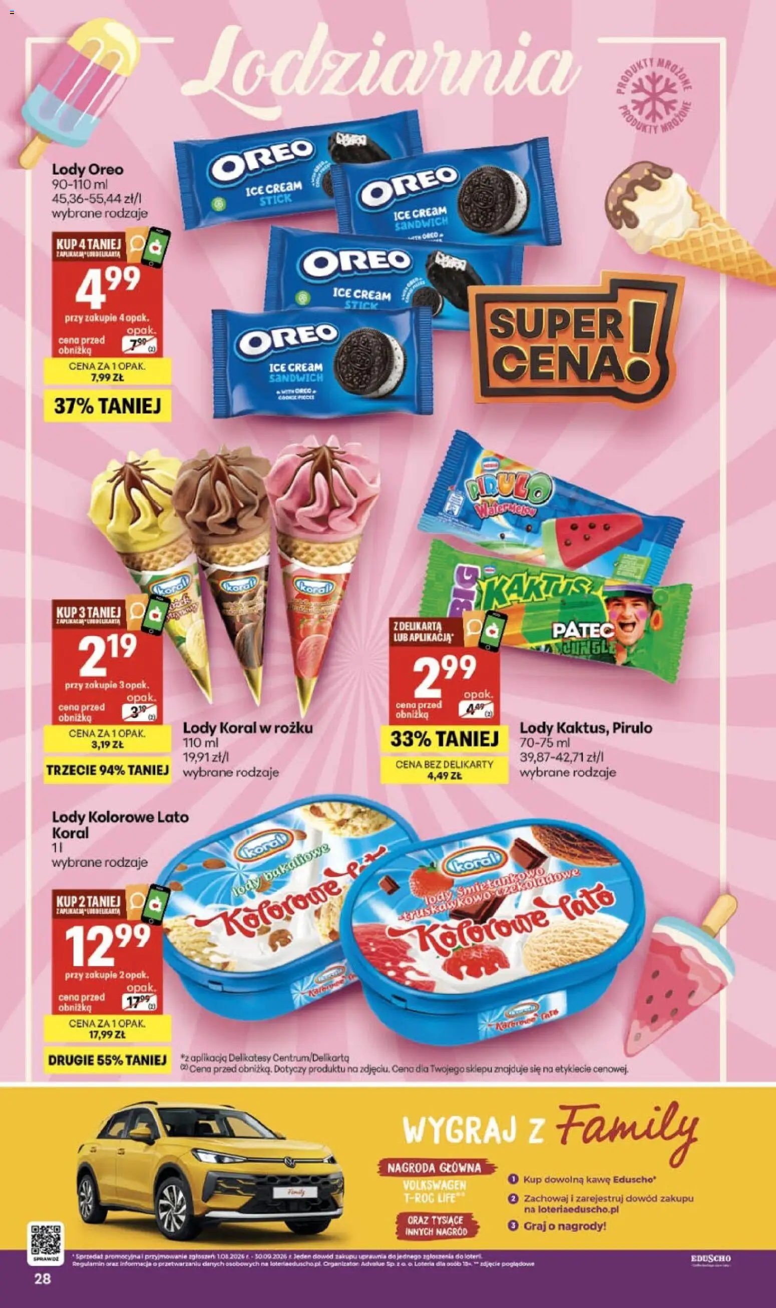 Delikatesy Centrum gazetka - Sklepy Własne od 06.08.2026 | Strona: 28 | Produkty: Sandwich, Delikatesy, Lody koral, Lody