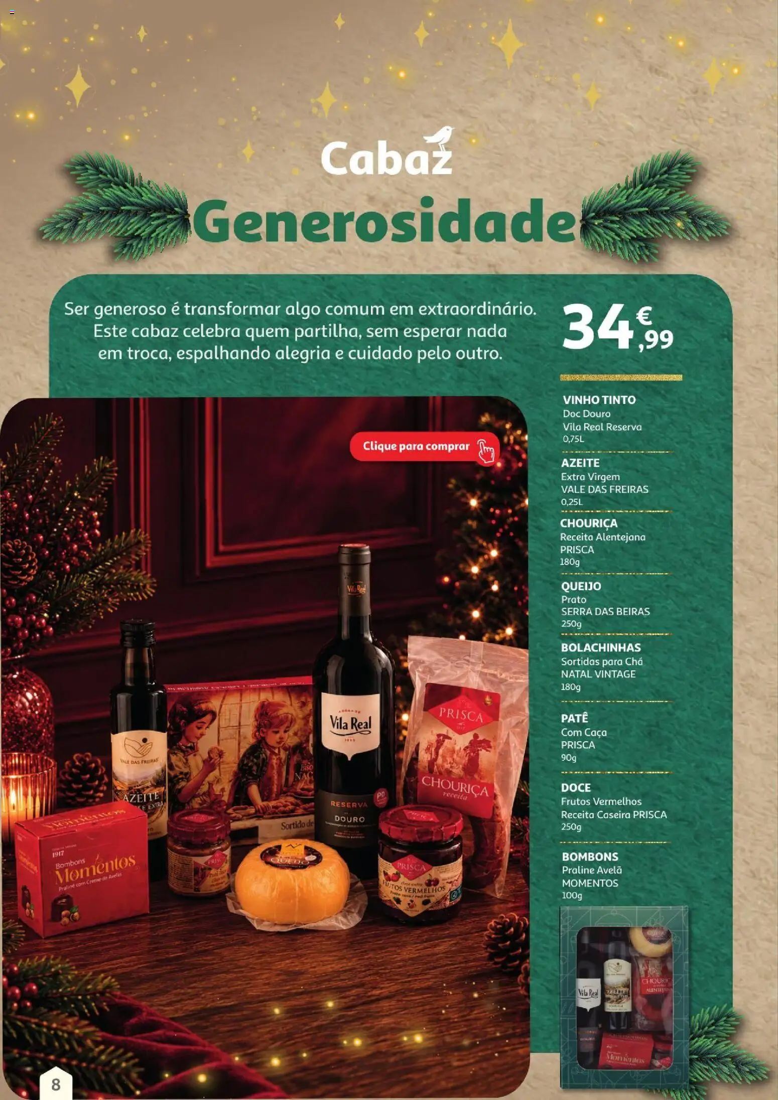 Auchan Cabazes de Natal 2026 │ válido de 01/11/2026 | Página: 8 | Produtos: Azeite, Chá, Patê, Vinho tinto