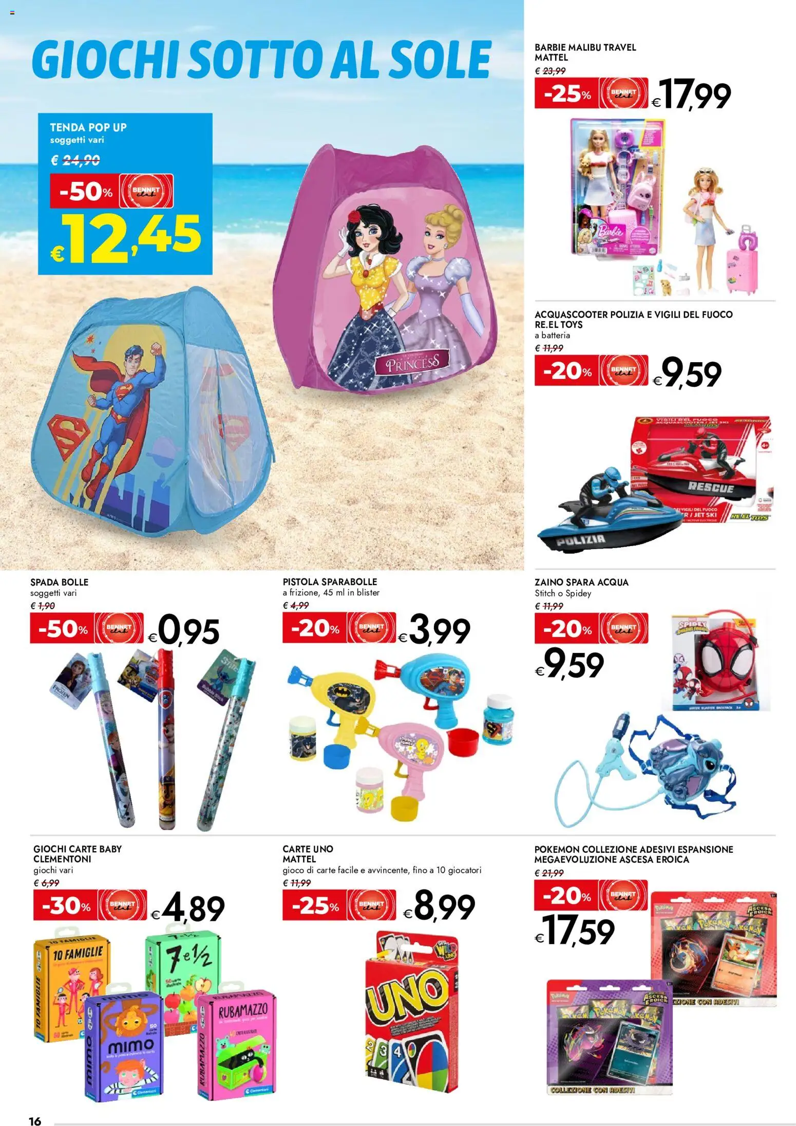 Volantino bennet del 04.06.2026 | Pagina: 16 | Prodotti: Acqua, Zaino, Gioco, Batteria