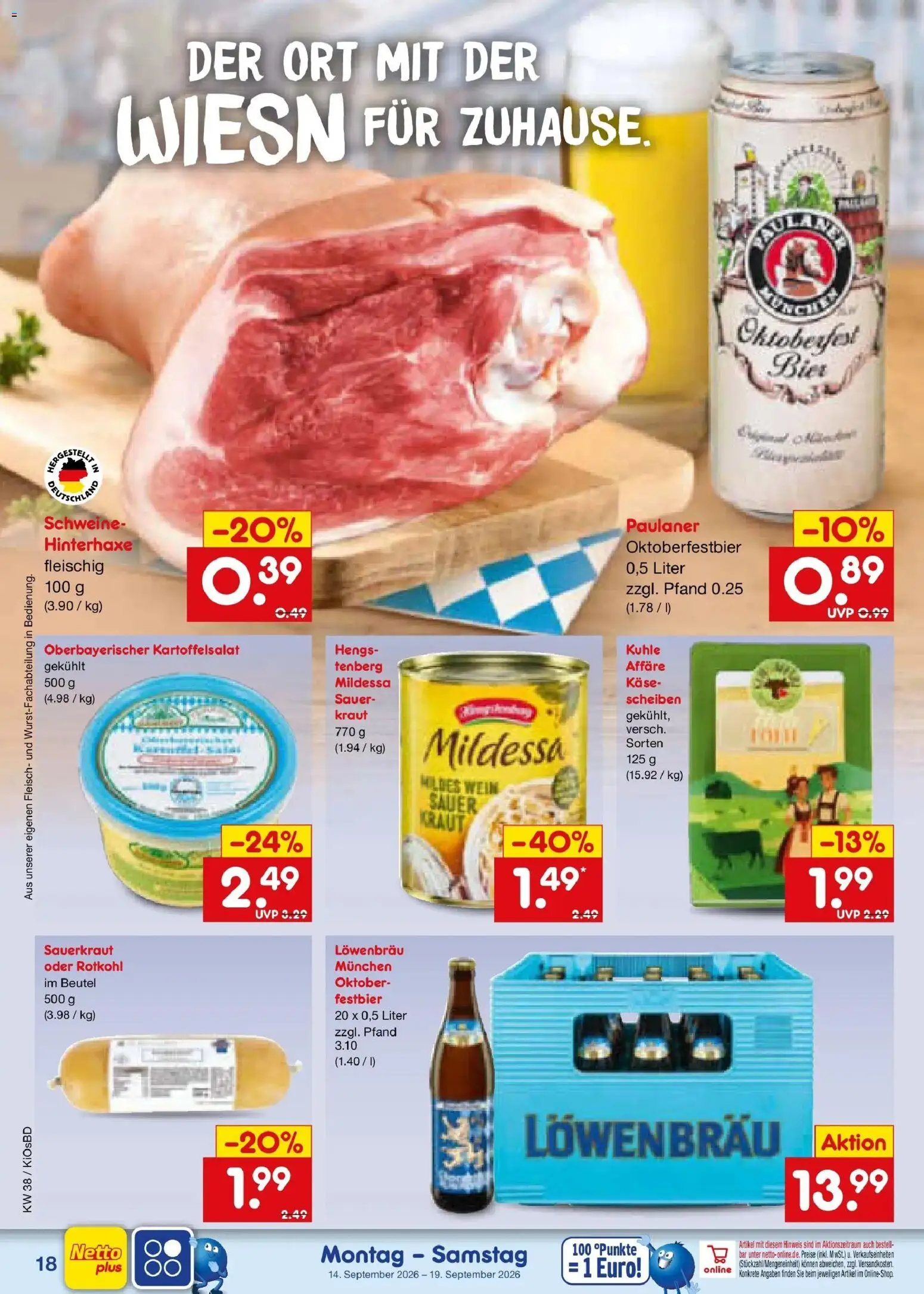 Netto Marken-Discount Prospekt Mistelbach – gültig ab 14.09.2026 | Seite: 28 | Produkte: Rotkohl, Bier, Kraut, Fleisch