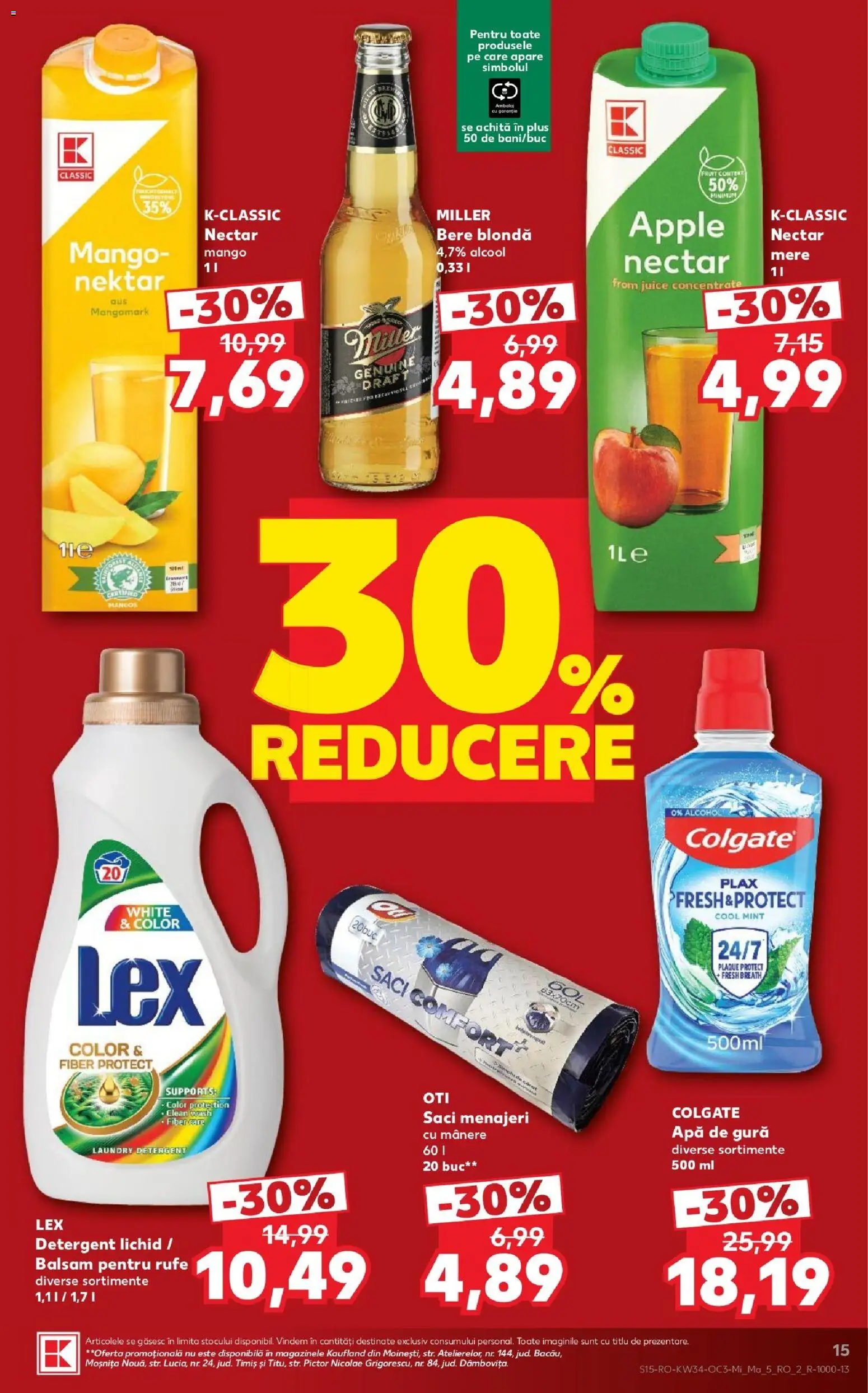 Noul catalog Kaufland – valabil de la 19.08.2026 | Pagină: 15 | Produse: Balsam, Mere, Apă, Mango