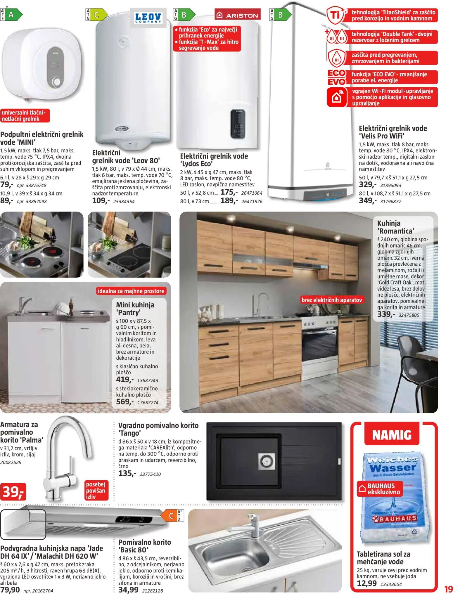 Novi Bauhaus katalog ponudbe – veljaven od 03.06.2026 | Stran: 19 | Izdelki: Kuhinja, Pomivalno korito, Grelnik vode, Sol