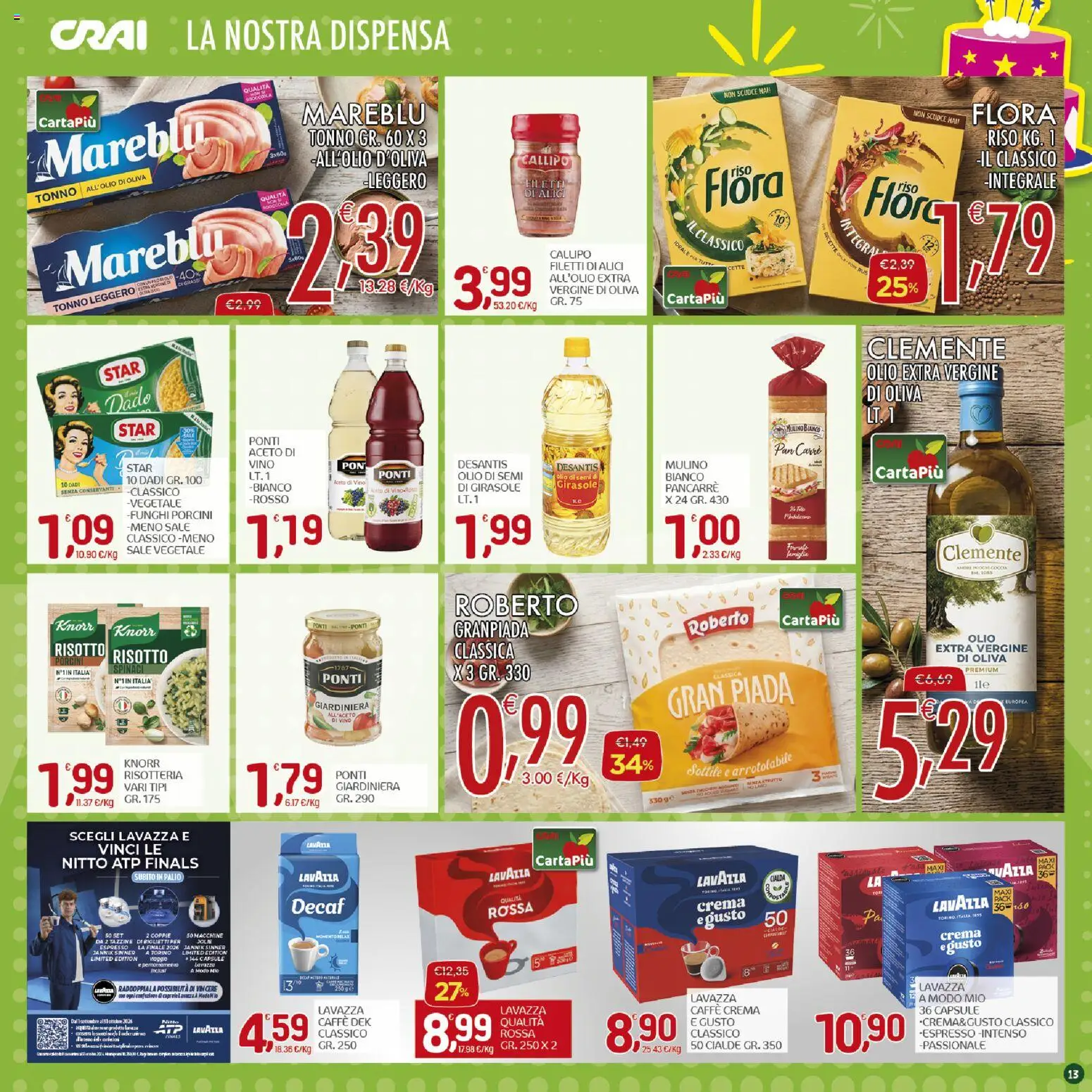 Volantino CRAI del 15/10/2026 | Pagina: 13 | Prodotti: Olio di semi, Sale, Funghi, Aceto