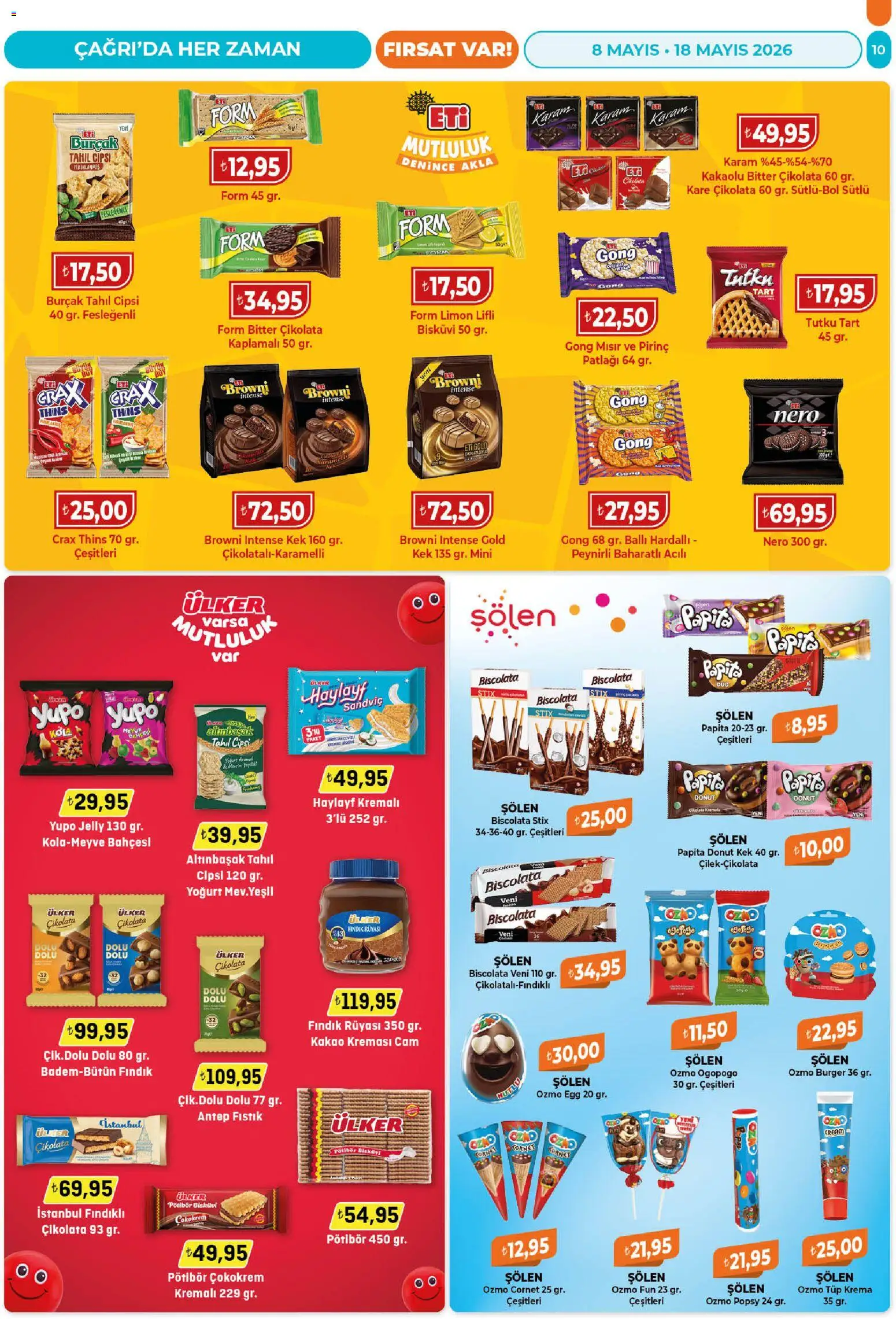 Çağrı Market Katalog - 08.05.2026 tarihinden itibaren geçerlidir | Sayfa: 10 | Ürünler: Çikolata, Fındık, Krema, Tahıl
