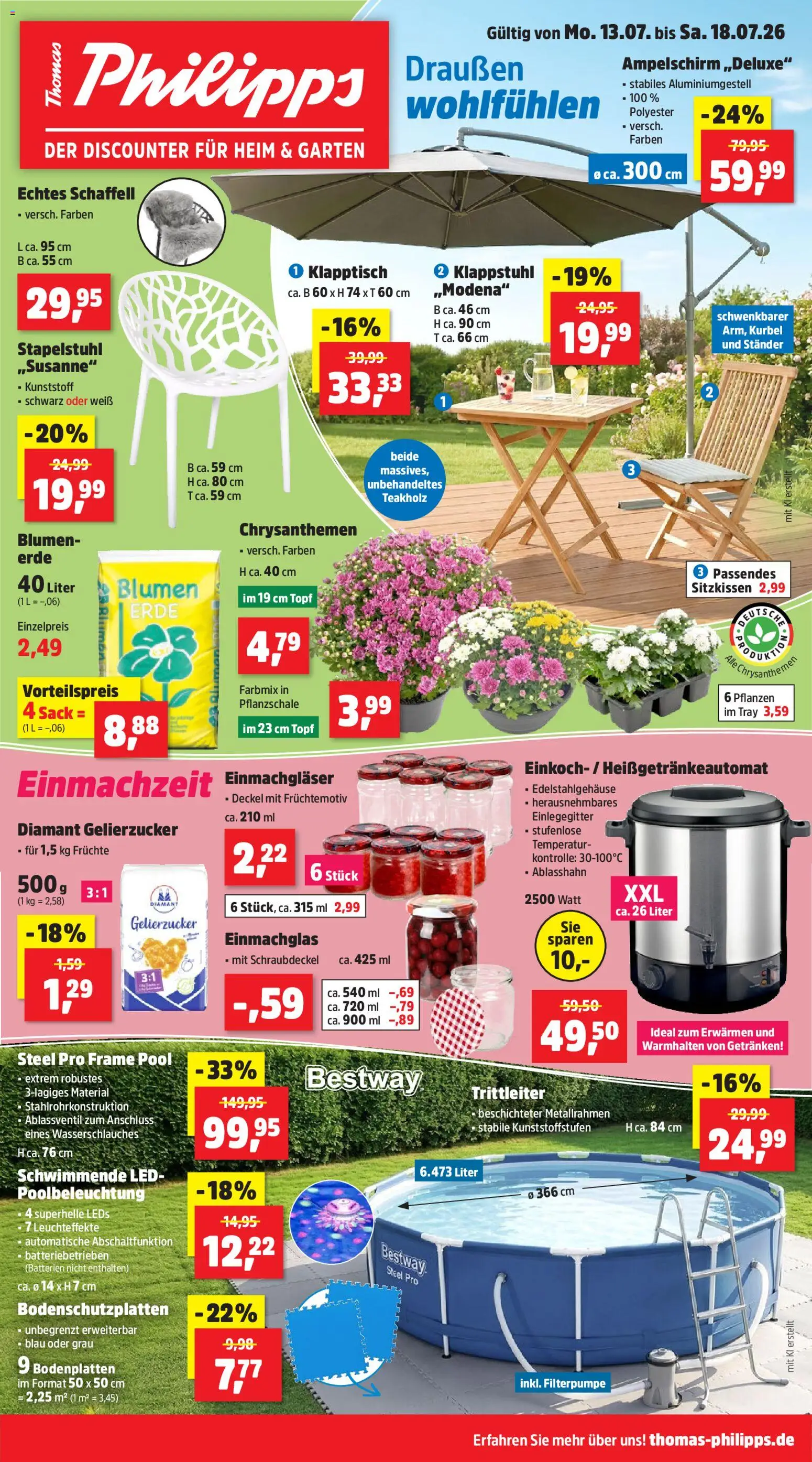 Thomas Philipps Prospekt – gültig ab 13.07.2026 | Seite: 1 | Produkte: Gelierzucker, Batterien, Blumen