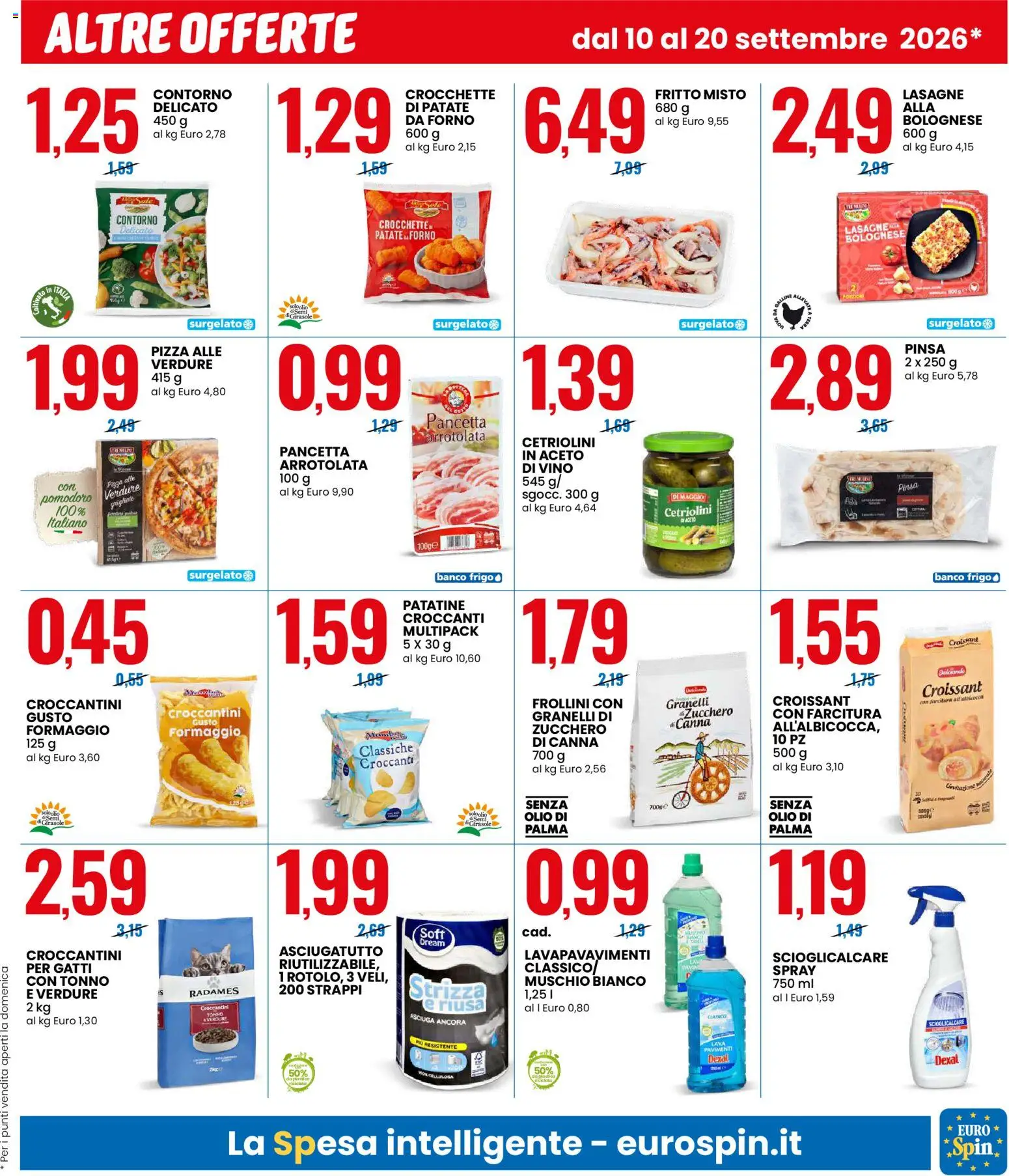Volantino Eurospin del 10/09/2026 | Pagina: 13 | Prodotti: Zucchero, Tonno, Aceto, Croissant