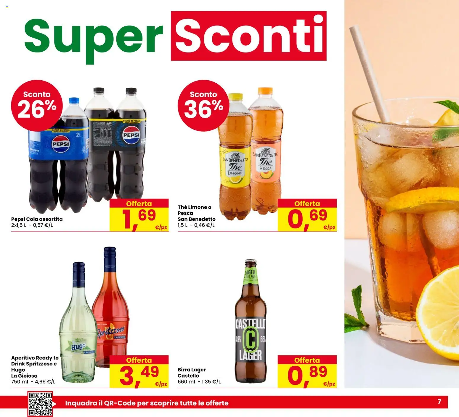 Volantino Eurospar del 06/08/2026 | Pagina: 7 | Prodotti: Limone, The, Pepsi, Aperitivo
