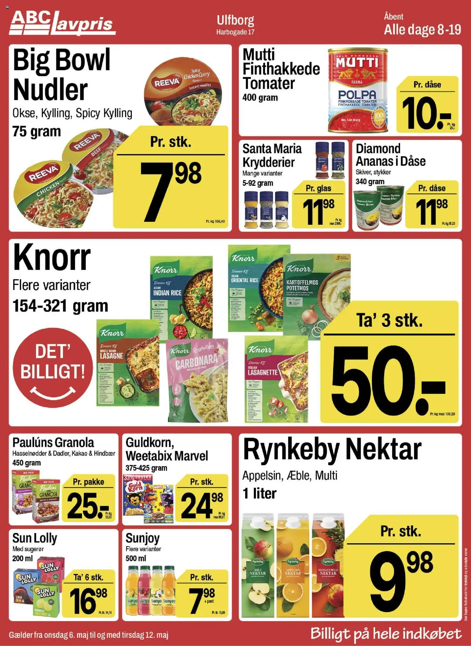 Abc Lavpris tilbudsavis – gyldig fra 06.05.2026 | Side: 9 | Produkter: Tomater, Nudler, Ananas, Hindbær