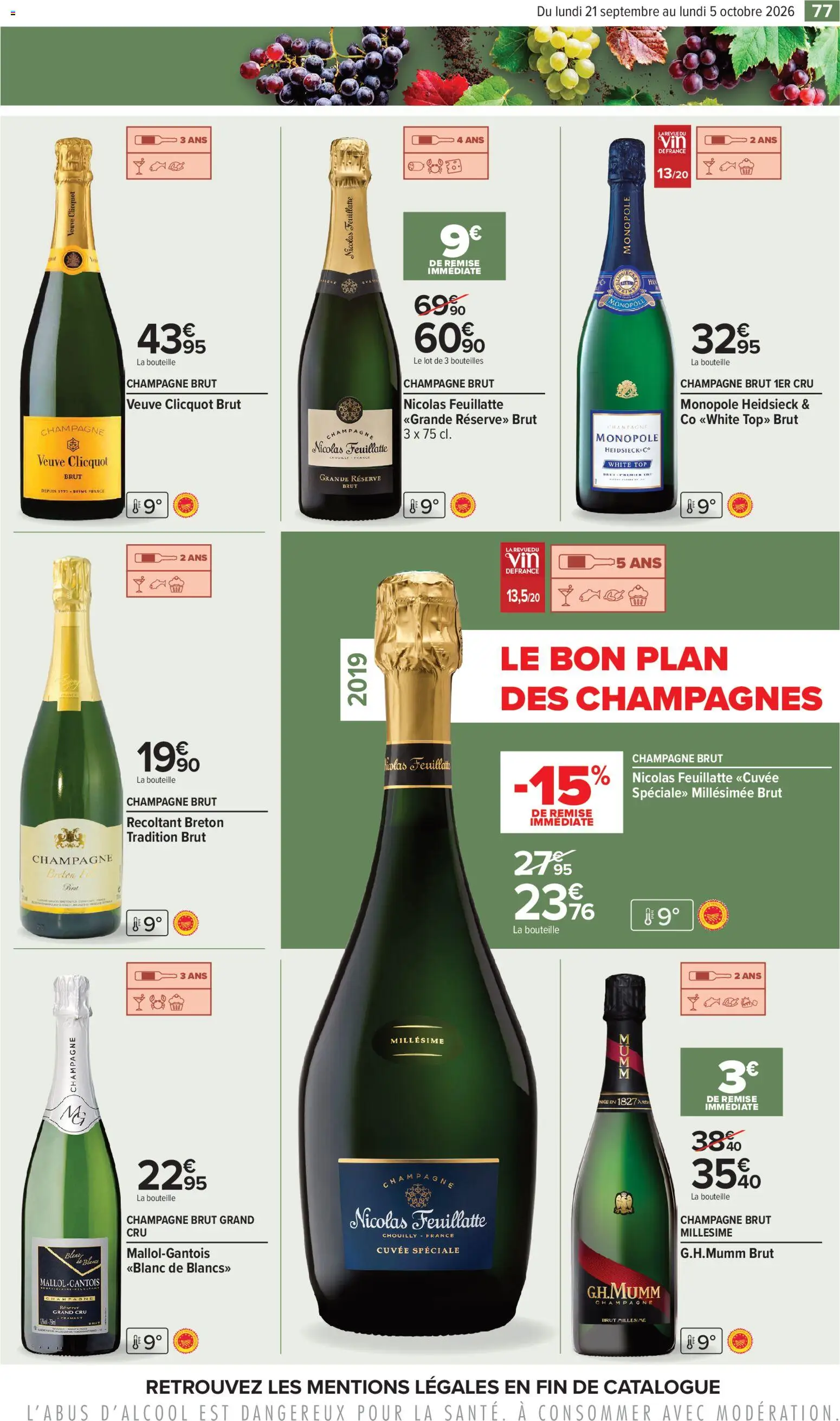 {H1} | Page: 77 | Produits: Champagne brut, Champagne, Brut champagne, Bouteille