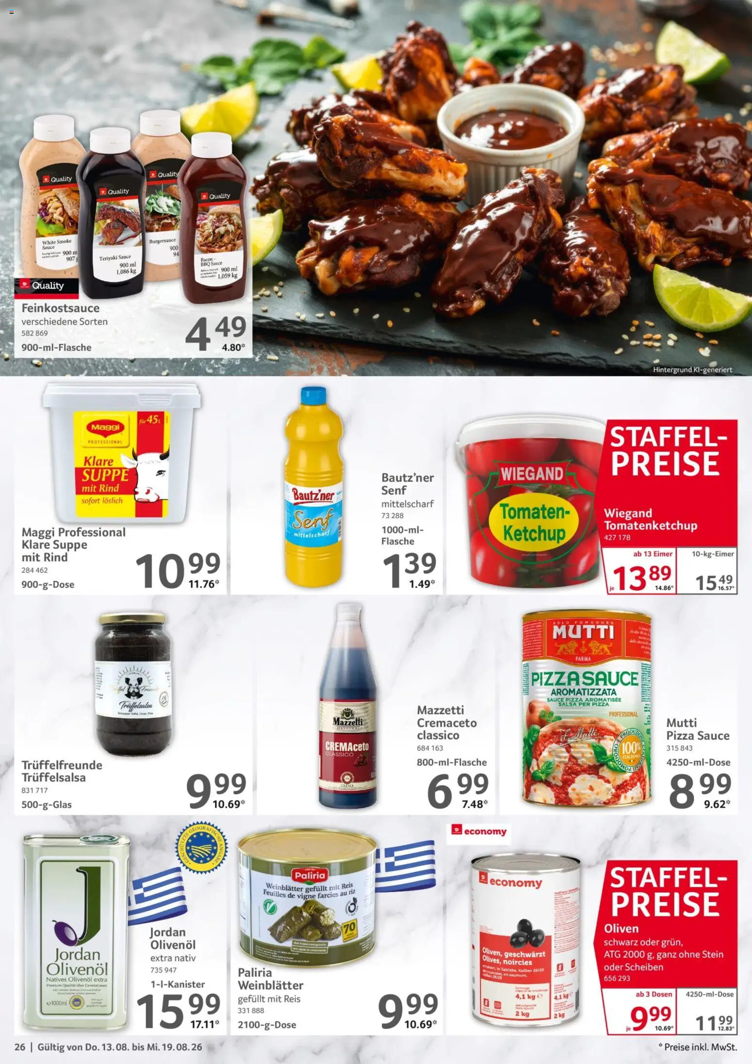 Selgros Prospekt – gültig ab 13.08.2026 | Seite: 26 | Produkte: Maggi, Olivenol, Tomaten, Reis