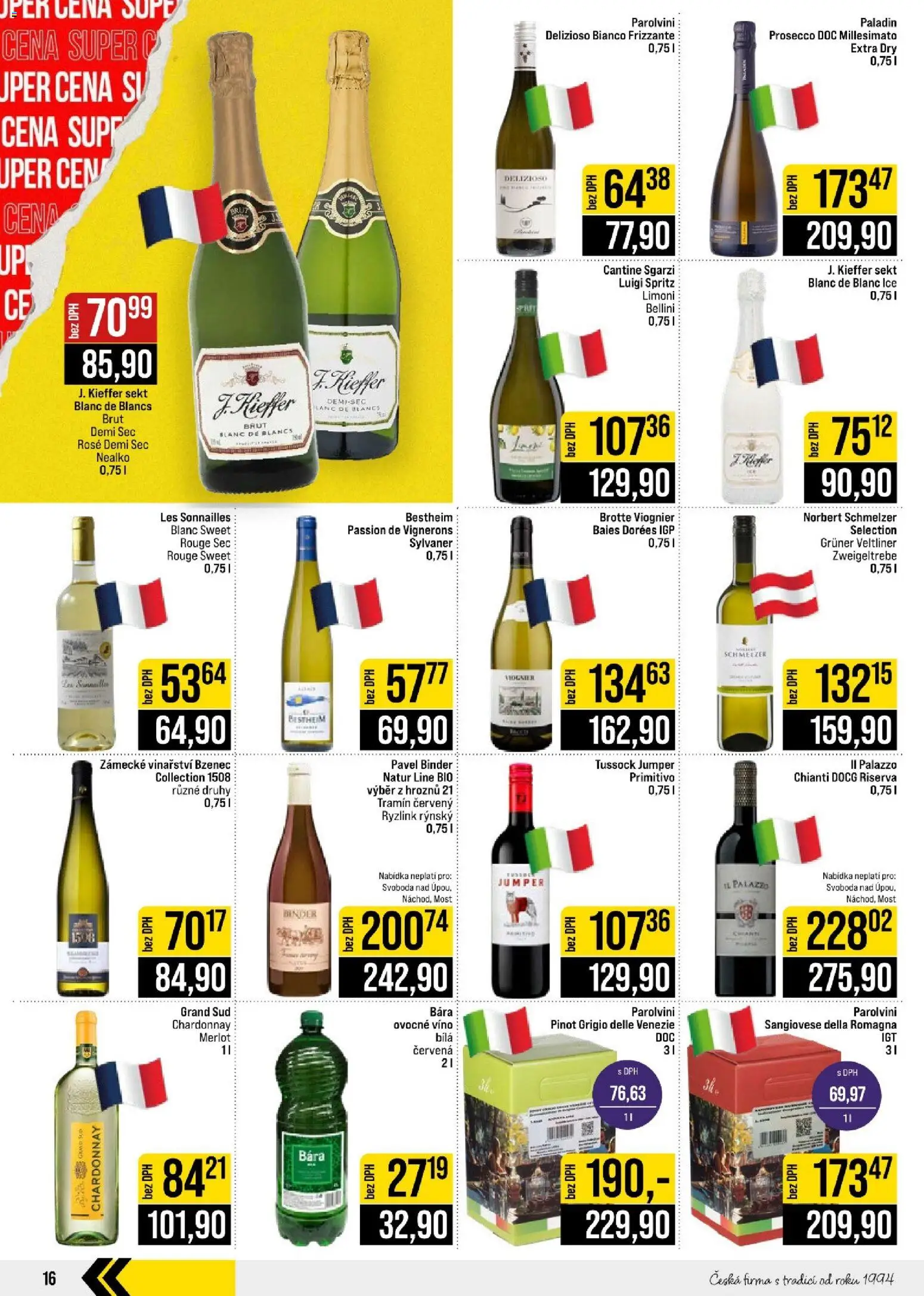 Jip leták - Cash & Carry od 05.08.2026 | Strana: 16 | Produkty: Mošt, Spritz, Sekt, Prosecco DOC
