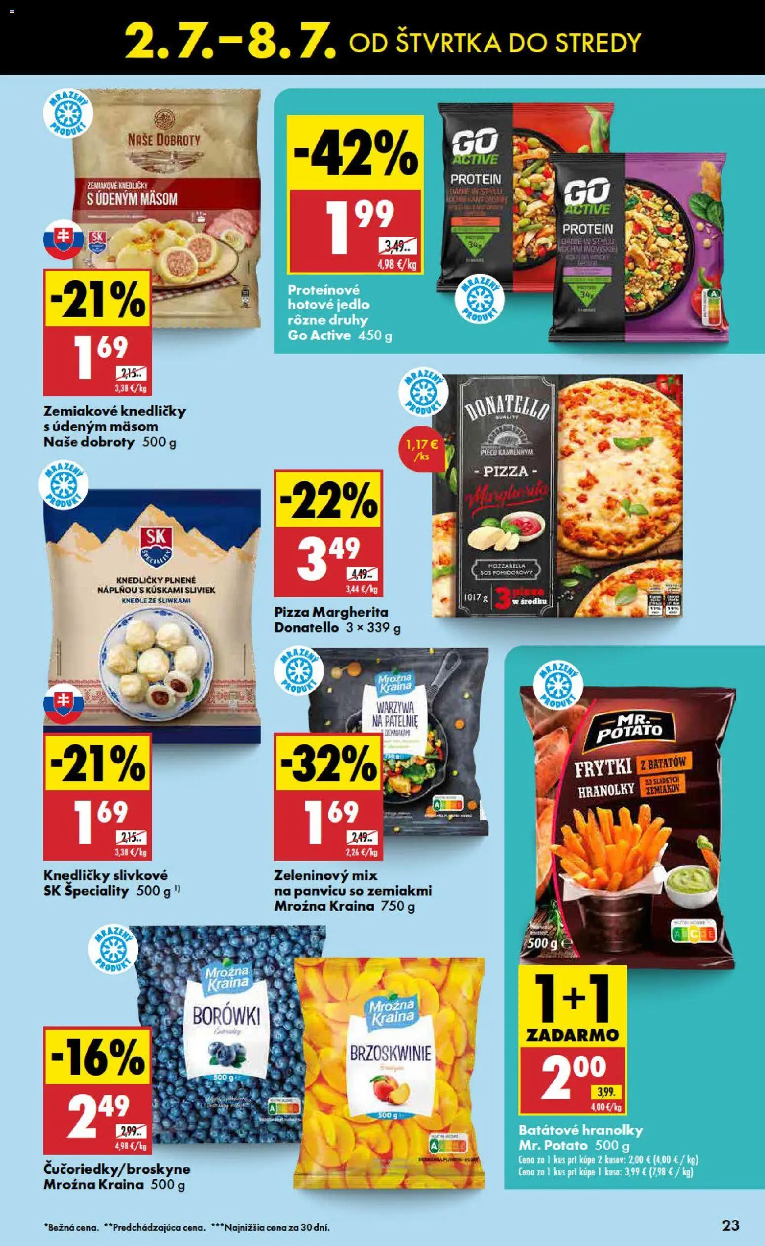 Nové Biedronka akcie – leták je platný od 02.07.2026 | Strana: 23 | Produkty: Pizza, Mozzarella, Protein, Batátové hranolky