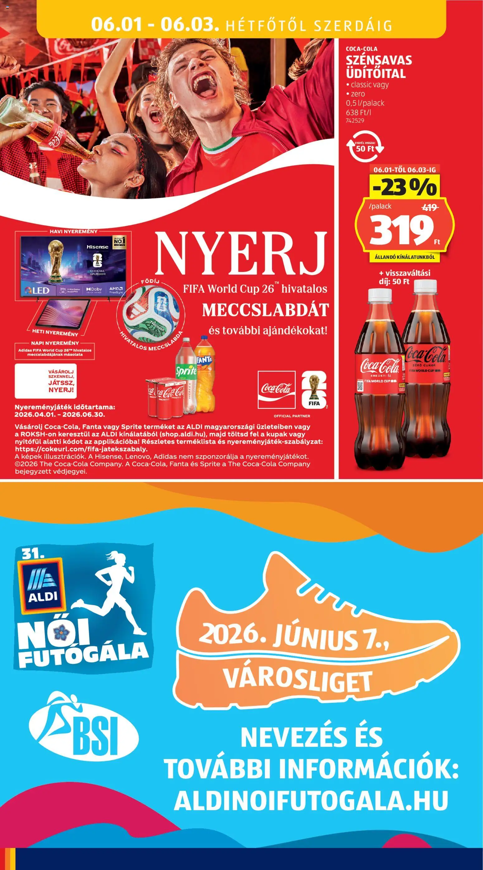 Aldi akciós ujság - amely érvényes a következő dátumtól: 28.05.2026 | Oldal: 46 | Termékek: Coca Cola, TV, Cola, Cukor