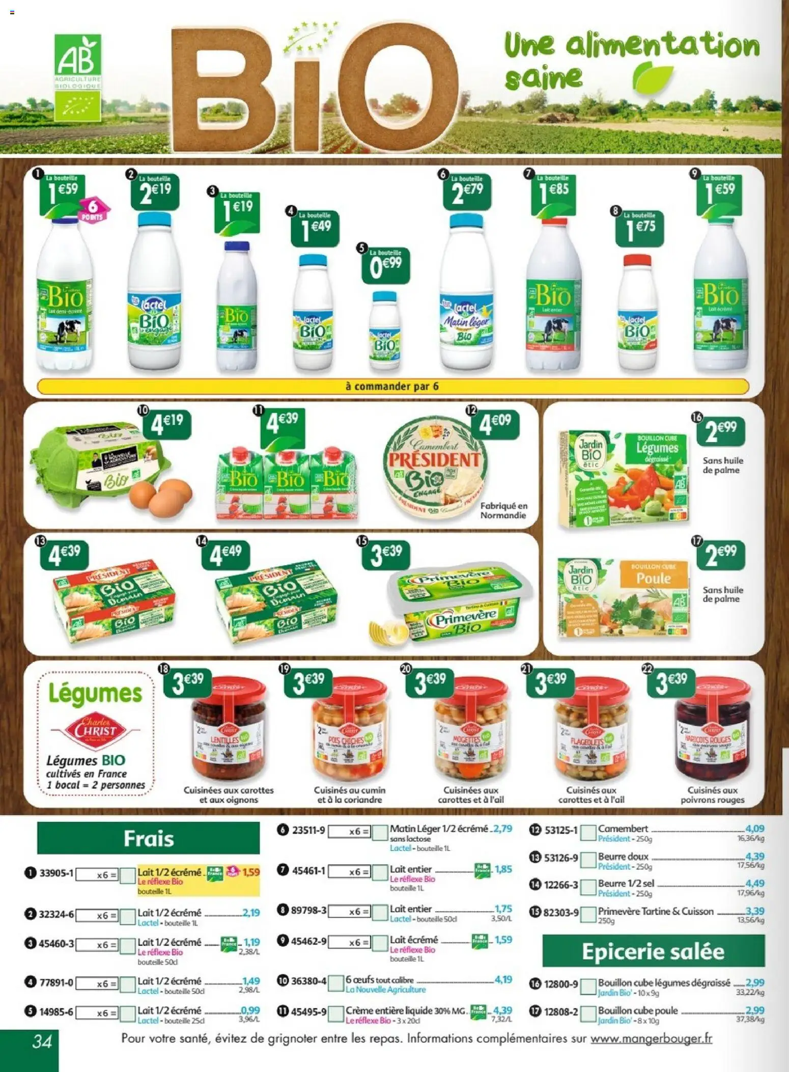 {H1} | Page: 34 | Produits: Cumin, Pois, Lait, Oignons