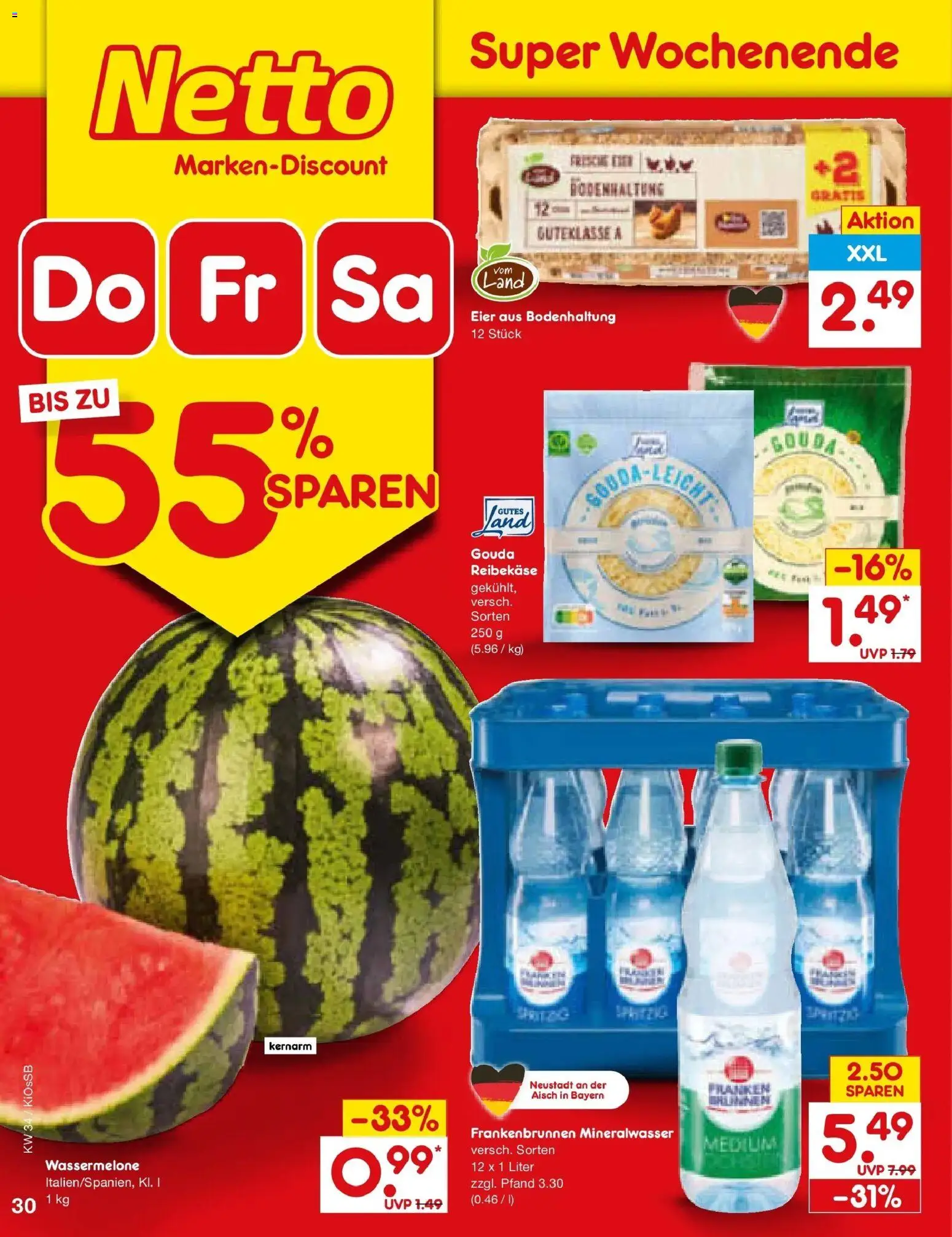 Netto Marken-Discount Prospekt Oberhaid – gültig ab 17.08.2026 | Seite: 48 | Produkte: Eier, Gouda, Wassermelone, Reibekase