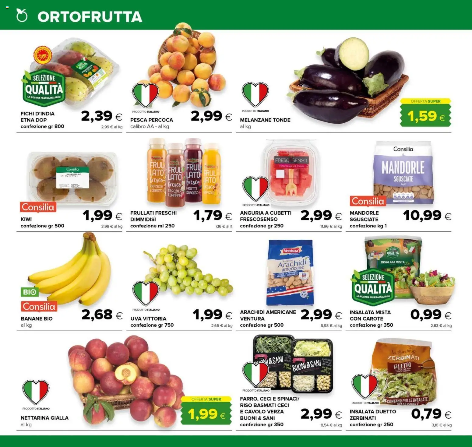 Volantino Oasi del 10/08/2026 | Pagina: 8 | Prodotti: Banane, Kiwi, Carote, Uva