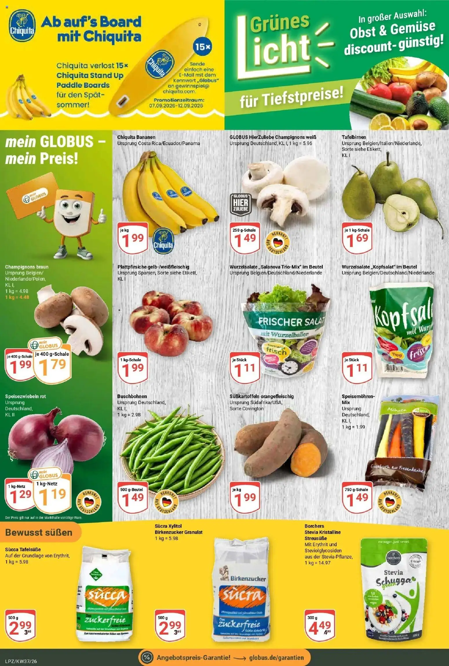 Globus Prospekt Leipzig – gültig ab 07.09.2026 | Seite: 9 | Produkte: Bananen, Champignons, Gemüse, Obst