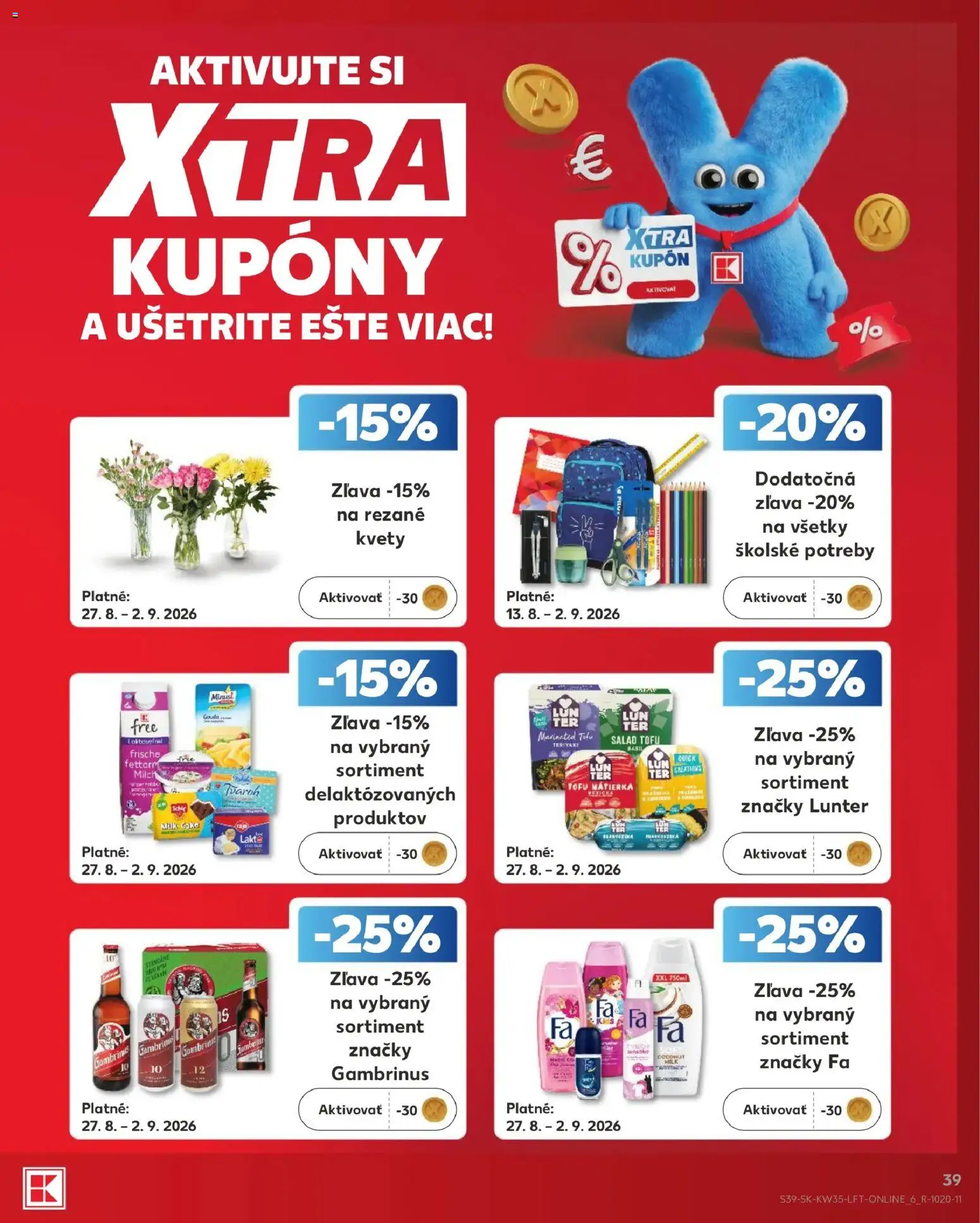 Nové Kaufland akcie – leták je platný od 27.08.2026 | Strana: 39 | Produkty: Tofu, Tvaroh, Kvety, Gambrinus