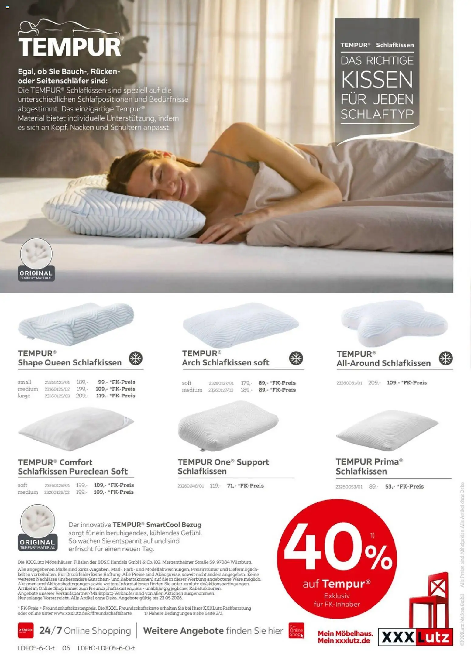 XXXLutz TEMPUR – gültig ab 09.05.2026 | Seite: 6 | Produkte: Kissen