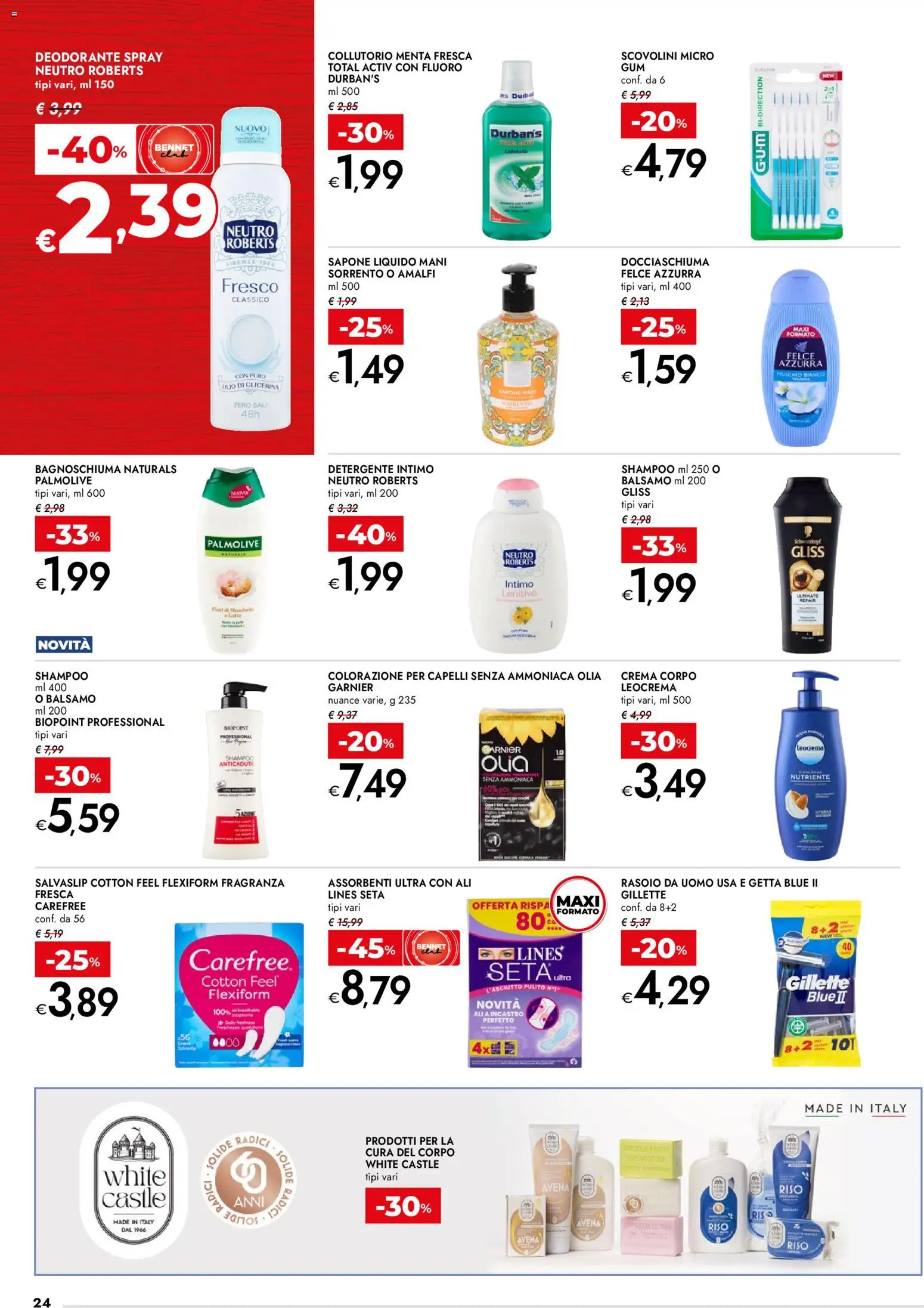 Volantino bennet del 07.04.2026 | Pagina: 24 | Prodotti: Shampoo, Balsamo, Collutorio, Detergente
