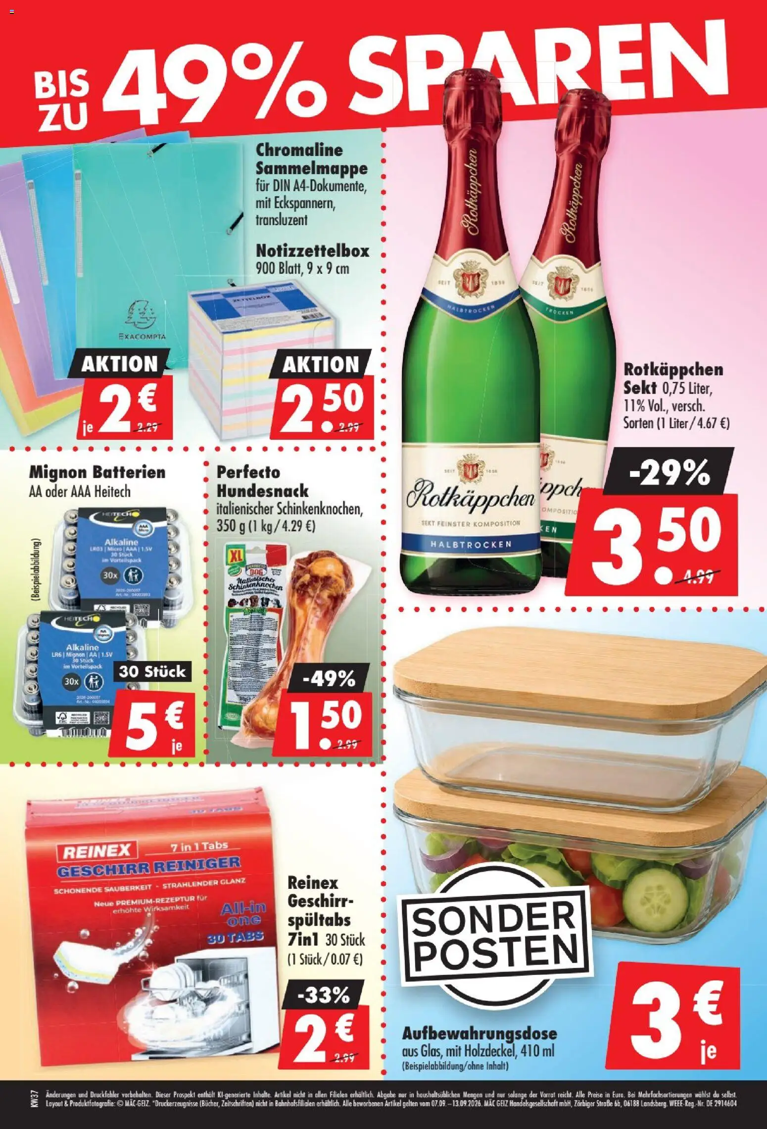Mäc Geiz Prospekt – gültig ab 07.09.2026 | Seite: 2 | Produkte: Rotkappchen sekt, Batterien, Sekt, Rotkäppchen