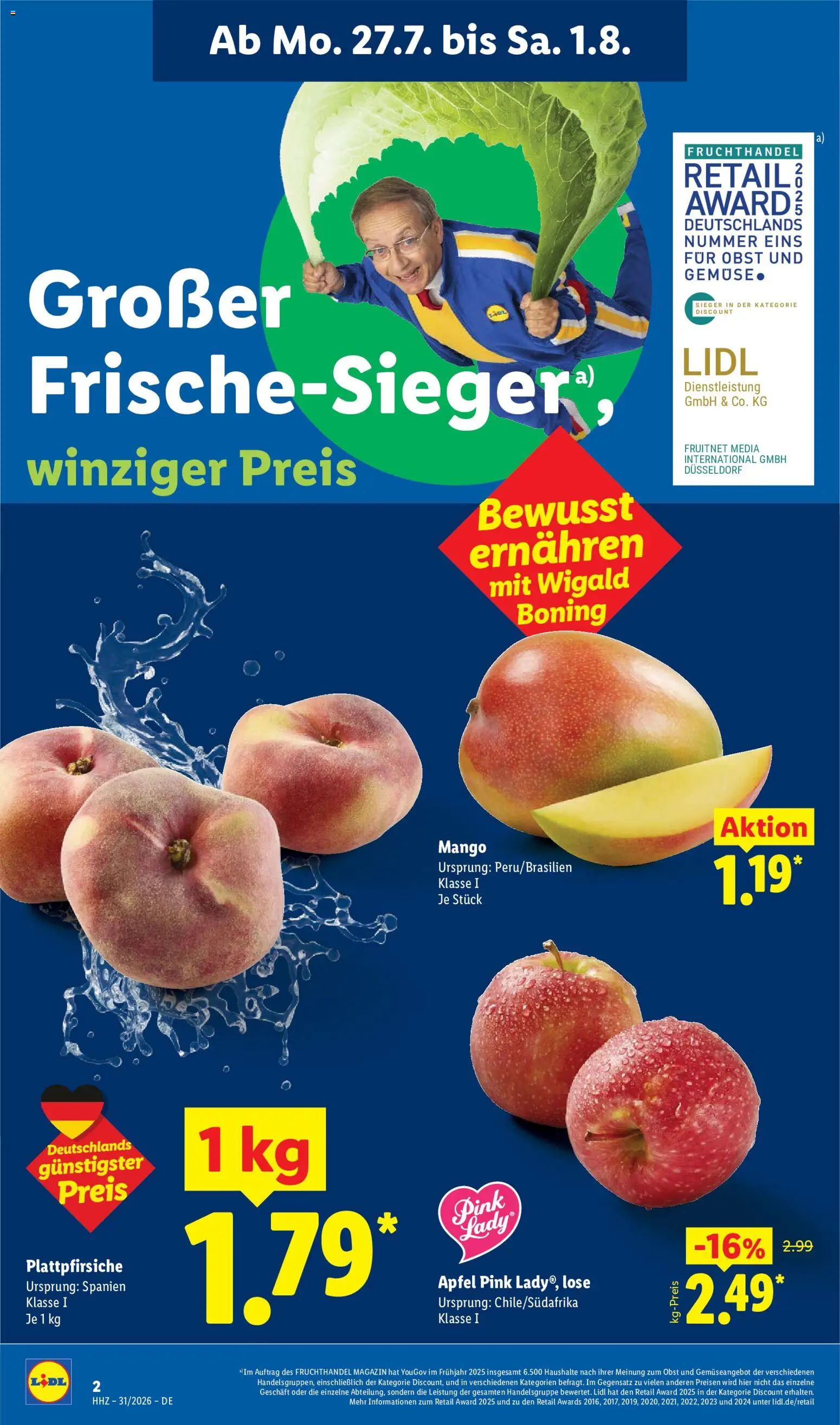 Lidl Německo leták od 27.07.2026 | Strana: 2 | Produkty: Mango, Pink Lady