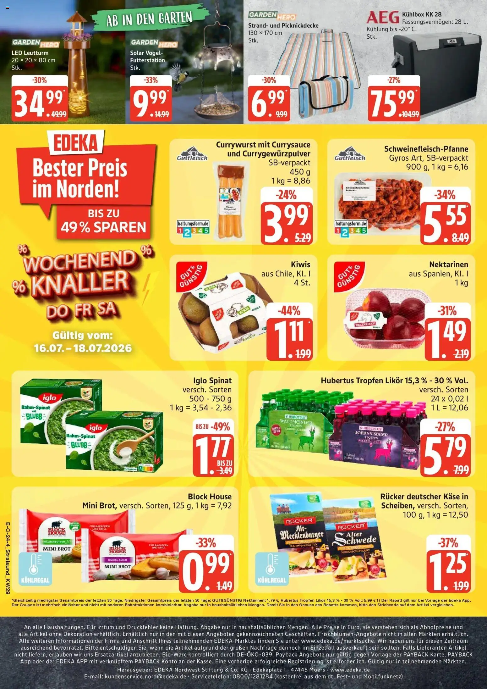 E center Prospekt Stralsund – gültig ab 13.07.2026 | Seite: 31 | Produkte: Nektarinen, Iglo, Gyros, Brot